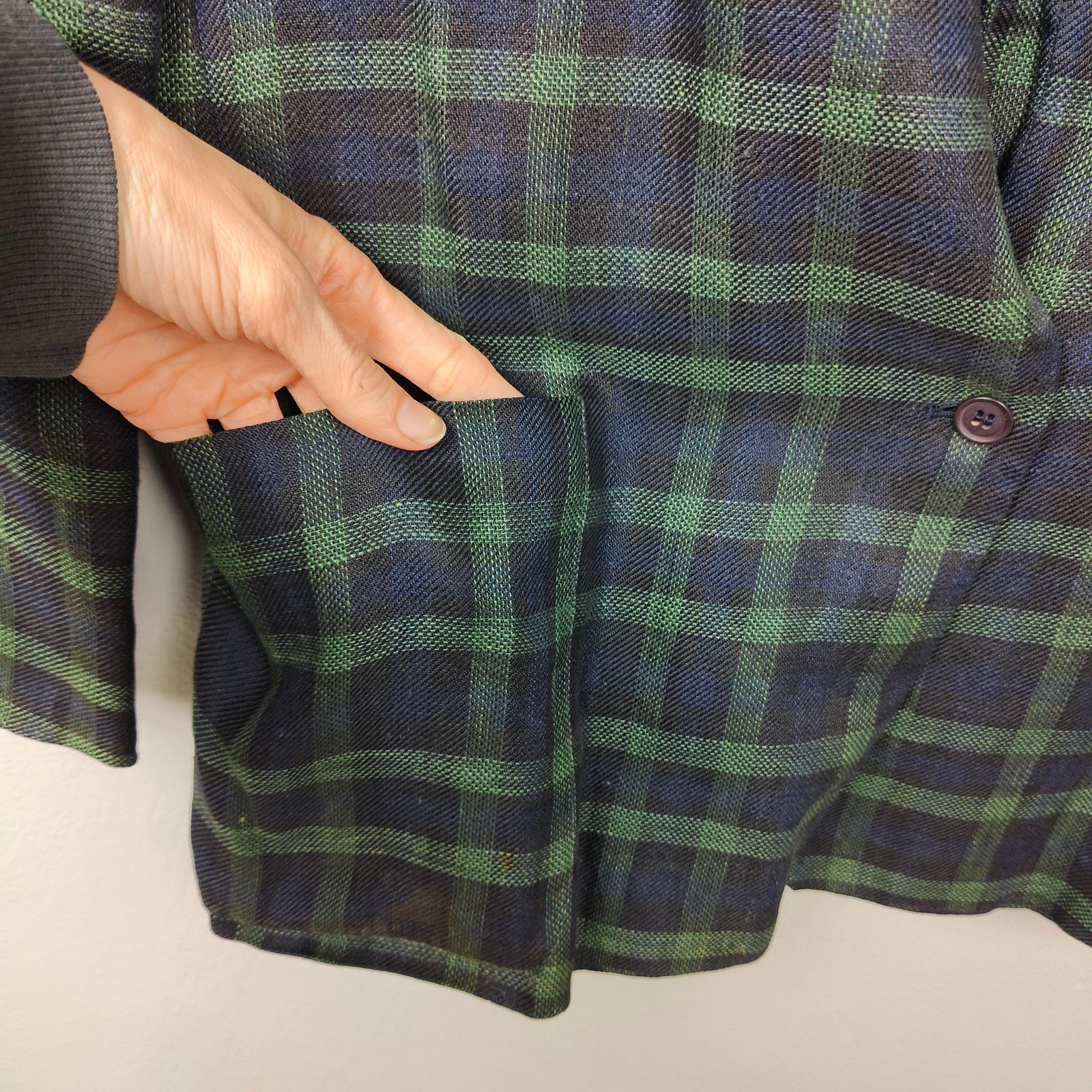 Other Vintage Complice Linen Blazer Womens Medium Green Blue Size M / US 6-8 / IT 42-44 - 4 Thumbnail