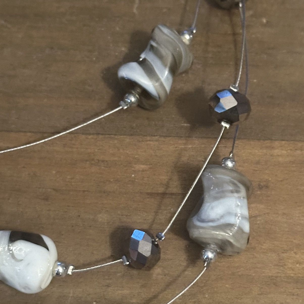 Other Silver tone layered station Murano glass bead necklace Size ONE SIZE - 3 Thumbnail