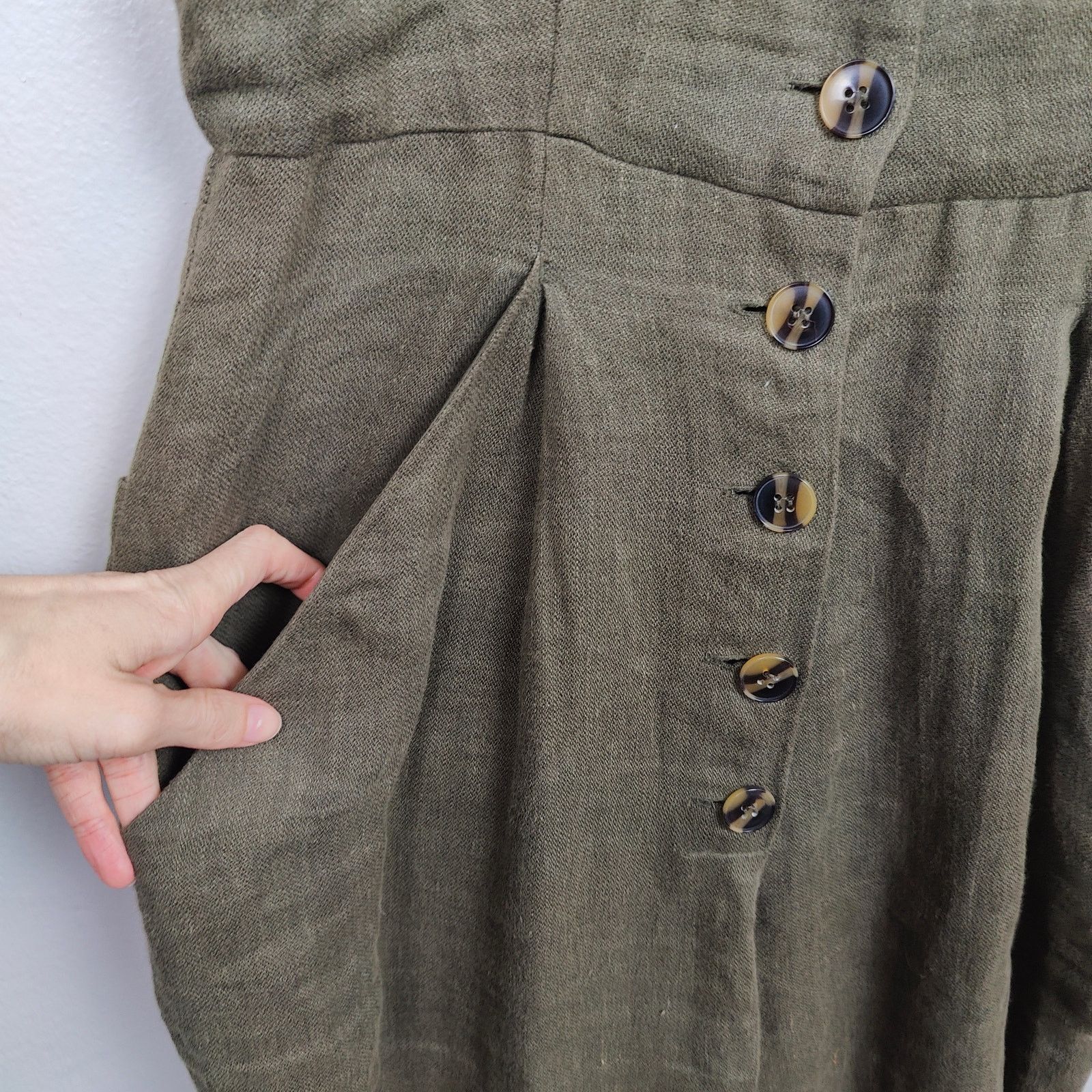 Whistles Whistles Linen Jumpsuit Womens US 6 Olive Green Sleeveless Size 28" / US 6 / IT 42 - 4 Thumbnail