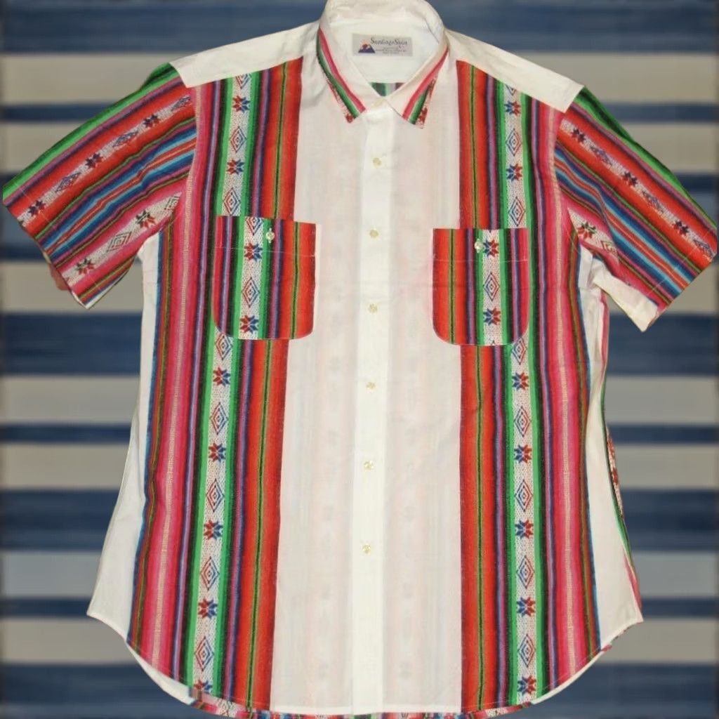 Vintage SANTIAGO x GITMAN VINTAGE Southwestern Short Sleeve Button Down Shirt Large Mens XS? Size US L / EU 52-54 / 3 - 1 Thumbnail
