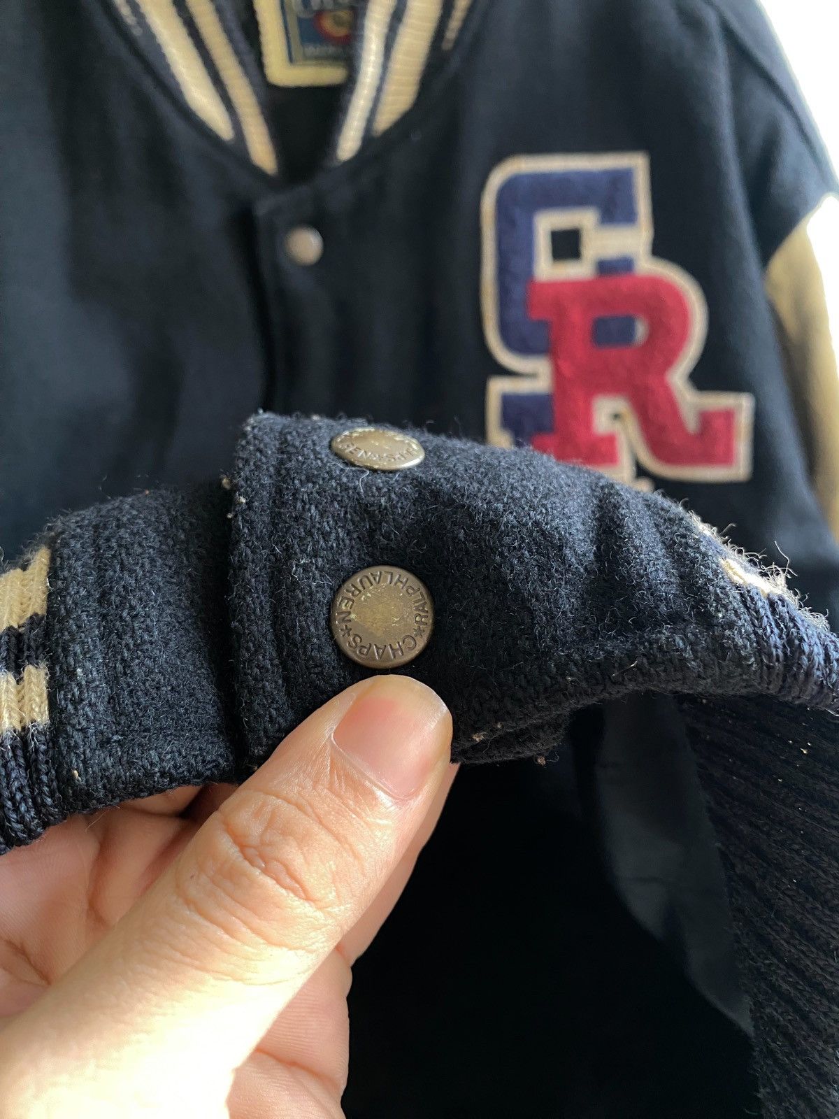 Chaps Ralph Lauren × Ralph Lauren Vtg Chaps Ralph Lauren Varsity Wool Leather Size US L / EU 52-54 / 3 - 6 Thumbnail