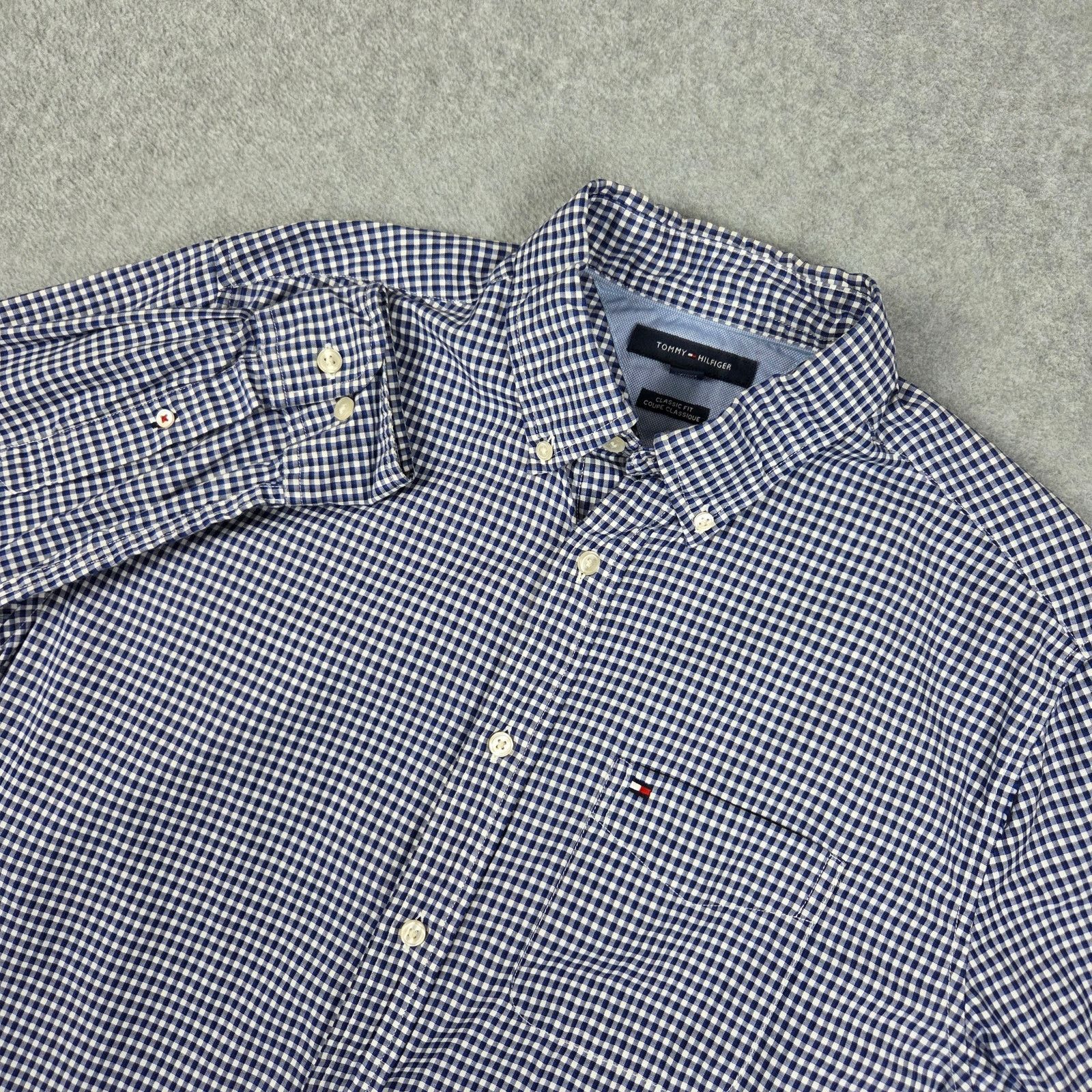 Tommy Hilfiger Medium Blue Gingham Check Button-Up Shirt