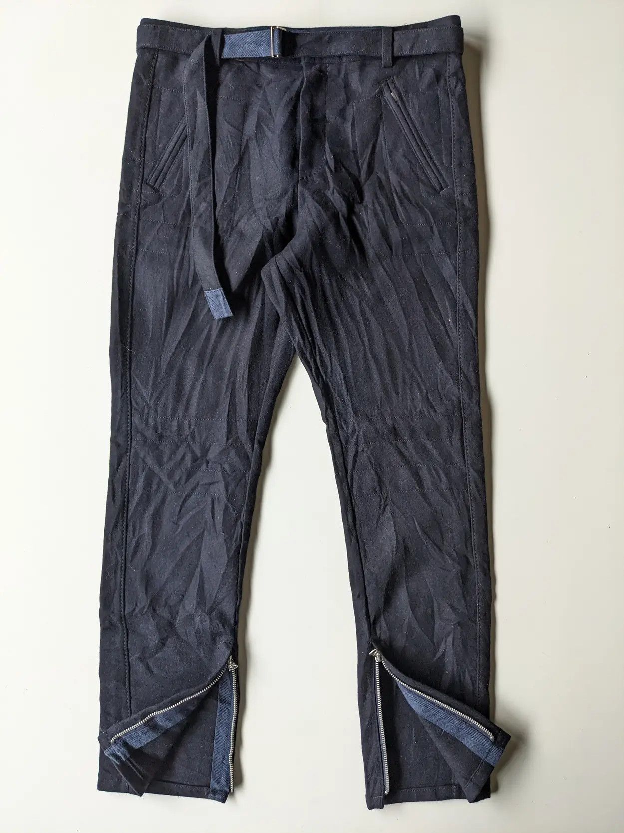 Sacai AW20 Runaway Sacai wool melton pant dark blue Size US 35 - 5 Thumbnail
