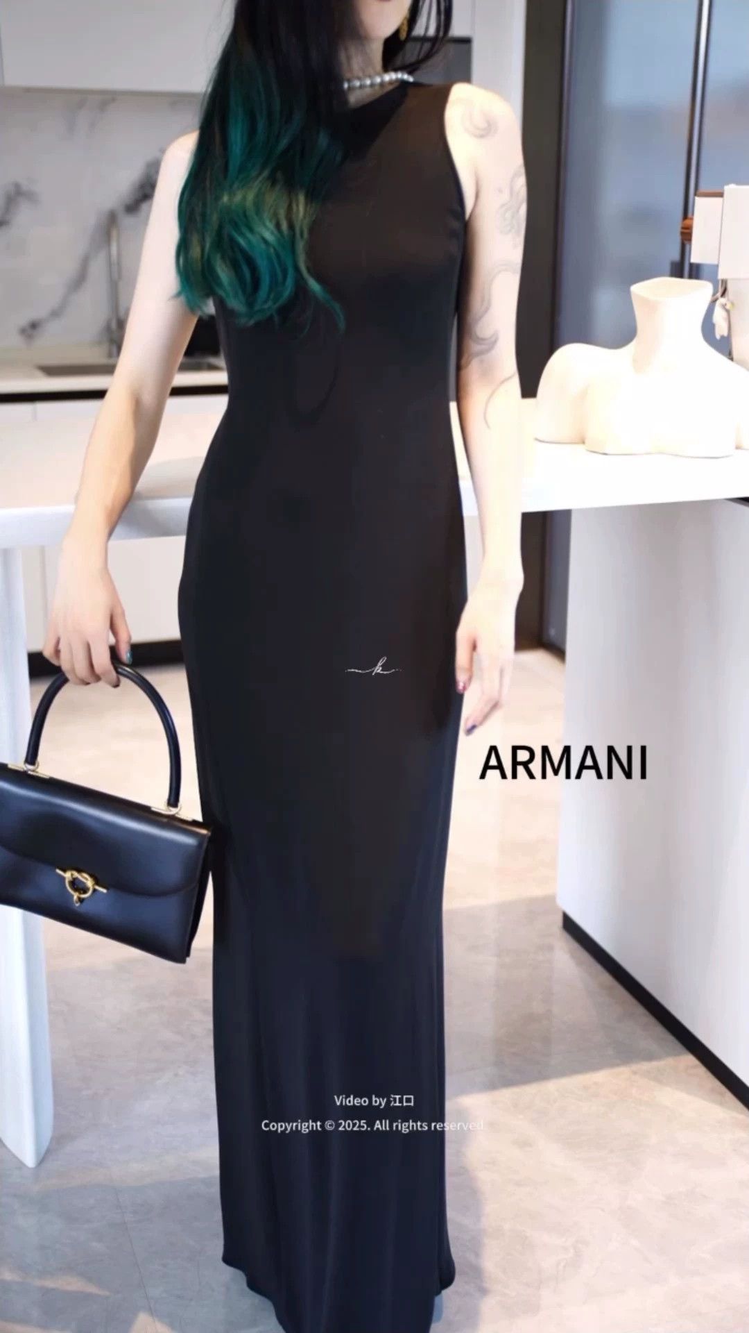 Armani Armani Vintage Black Deep V Open Back Tailored Gown Women's Size S / US 4 / IT 40 - 1 Thumbnail