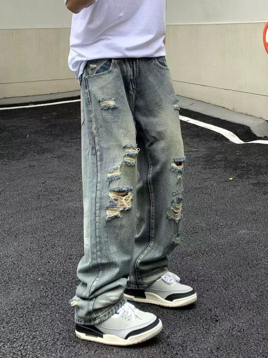 Japanese Brand × Jean Ripped washed vintage casual baggy jeans Size US 34 / EU 50 - 5 Thumbnail