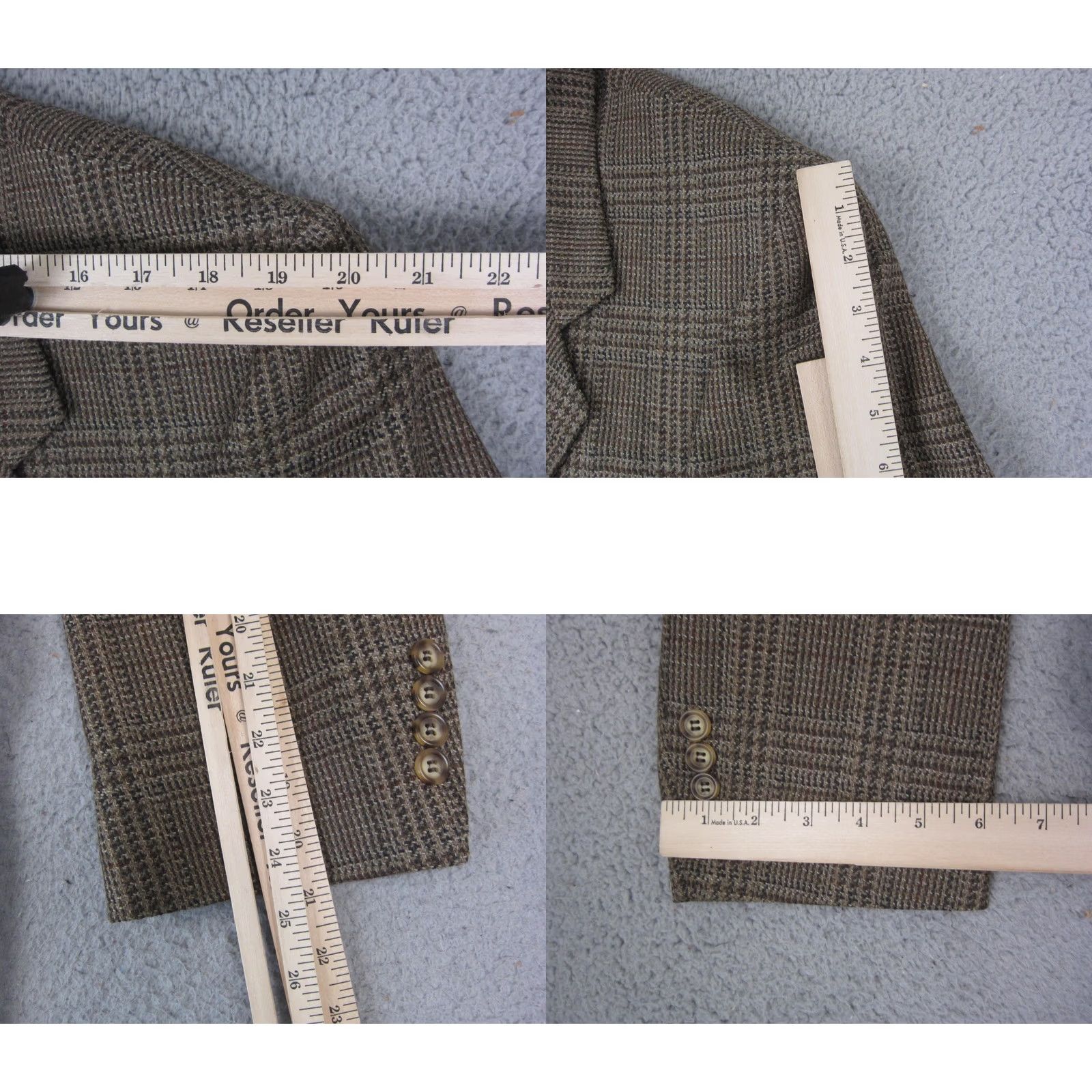 Stafford Stafford Blazer Jacket Mens 40 Wool Tweed Brown Single-Breasted 2-Button Notch Lapel Solid Vintage Style 80s 90s City Classic Size 40R - 8 Thumbnail