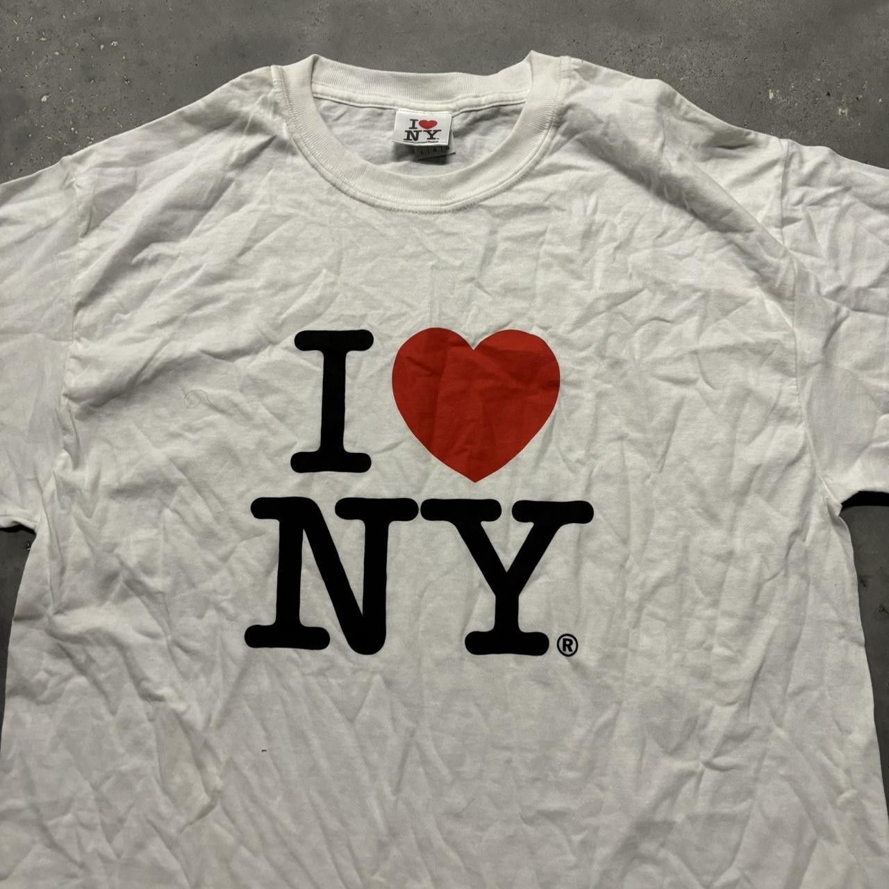 Japanese Brand × Vintage Crazy Vintage Y2K/2000s Grunge White I Love NY Scene Streetwear Graphic Tee! Size US L / EU 52-54 / 3 - 2 Thumbnail
