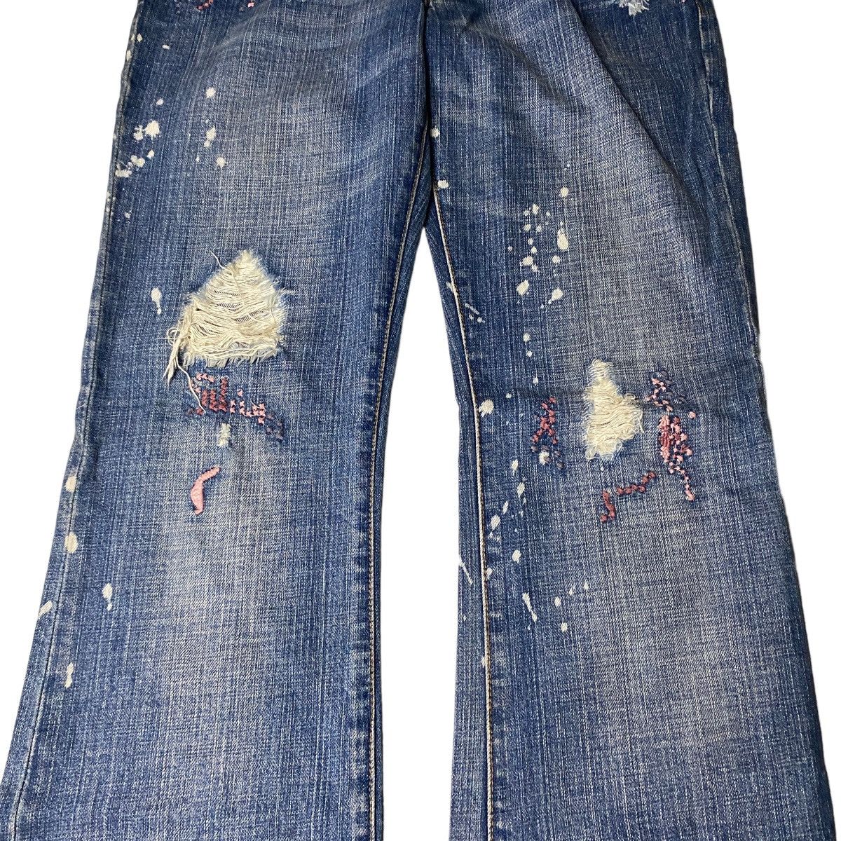 If Six Was Nine 2000's Uproar Flared Splatter Bootcut Jeans Size US 31 - 10 Thumbnail