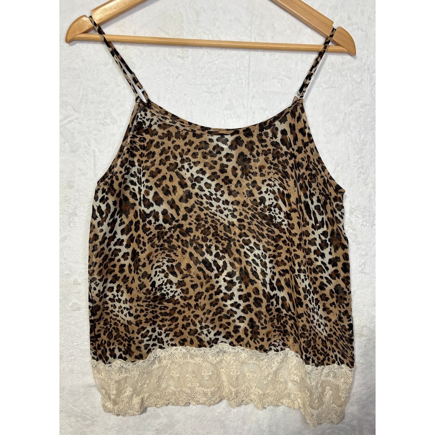 Other Women's Chic Leopard Print Lace Trim Cami Top | Size L | EUC Size L / US 10 / IT 46 - 1 Thumbnail