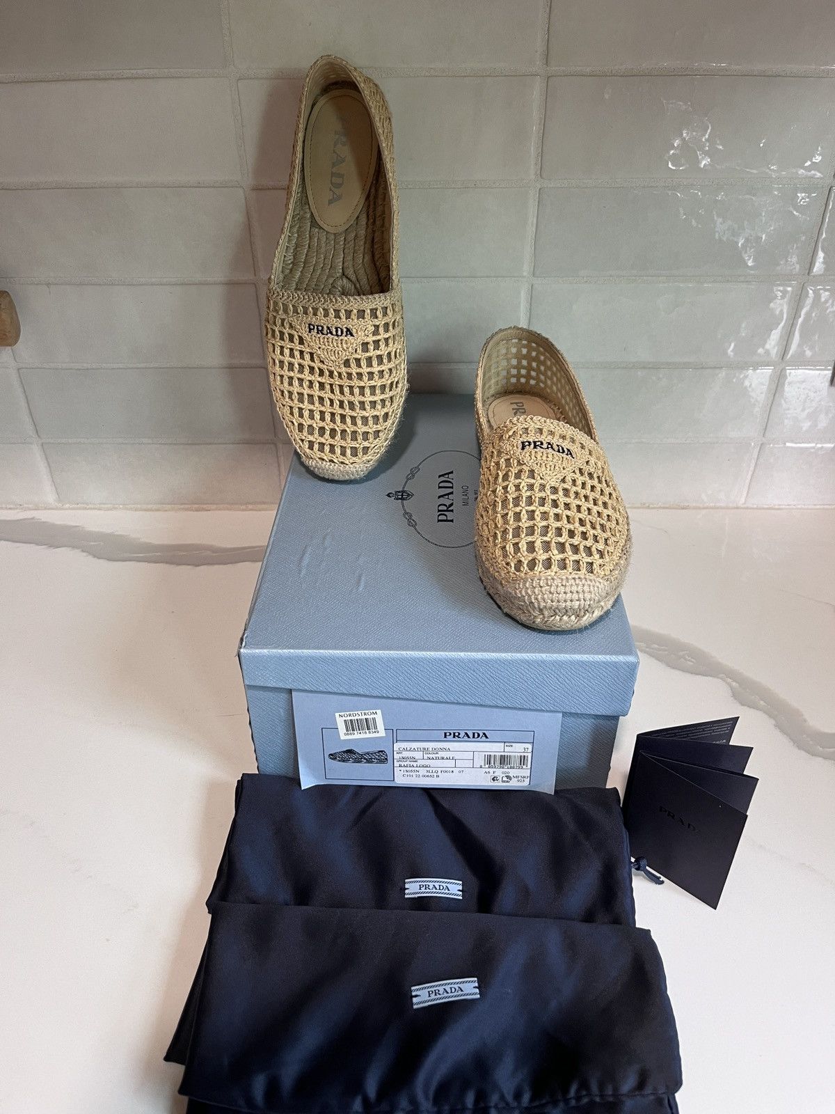 Prada Prada Rafia Logo Espadrille Size US 7 / IT 37 - 1 Thumbnail