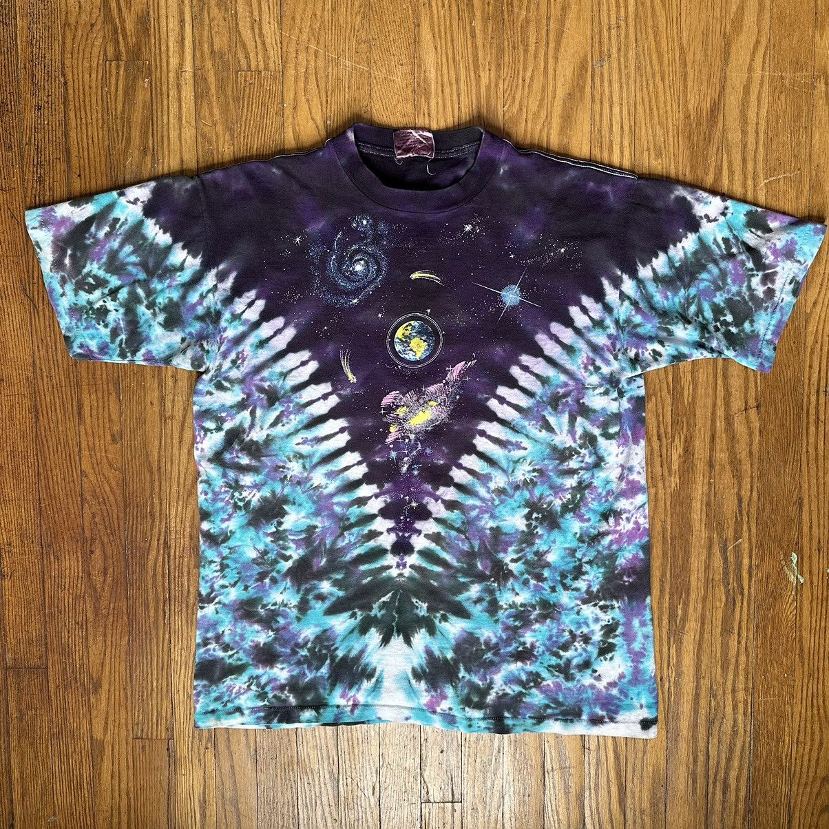 Image of 90's Galaxy / Space Liquid Blue Tie Dye, Men's (Size XL)