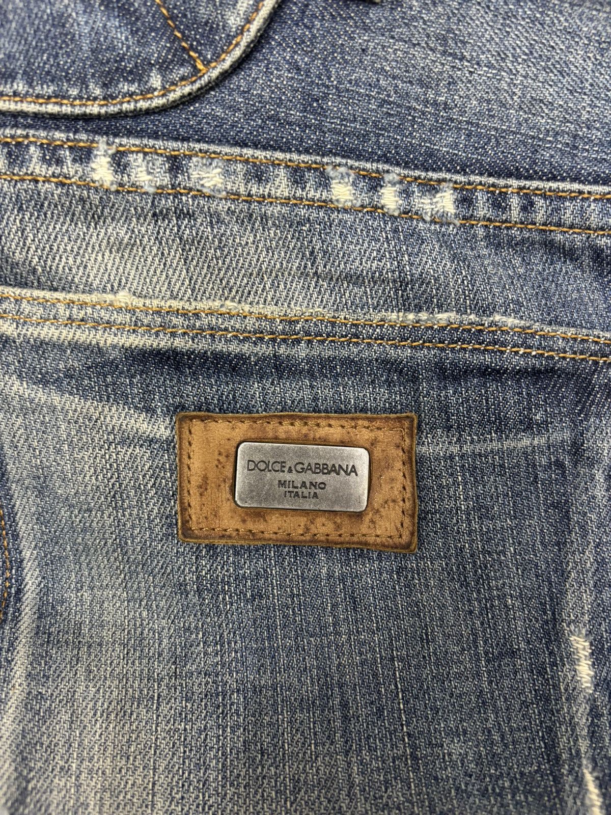 Dolce & Gabbana Dolce & Gabbana Distressed Straight Leg Denim Jeans Size US 33 - 10 Thumbnail