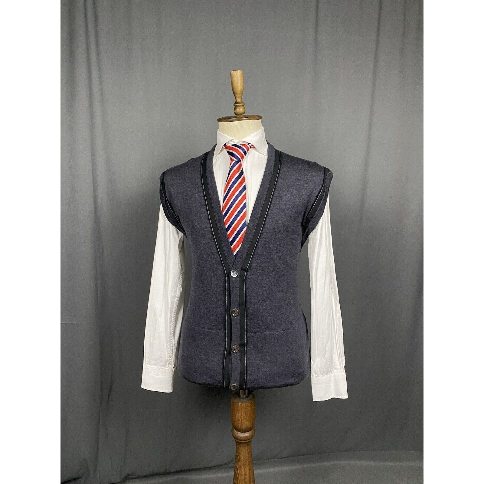 Dior Dior Homme Men's Gray Wool Silk Vest Size M Size US M / EU 48-50 / 2 - 2 Thumbnail