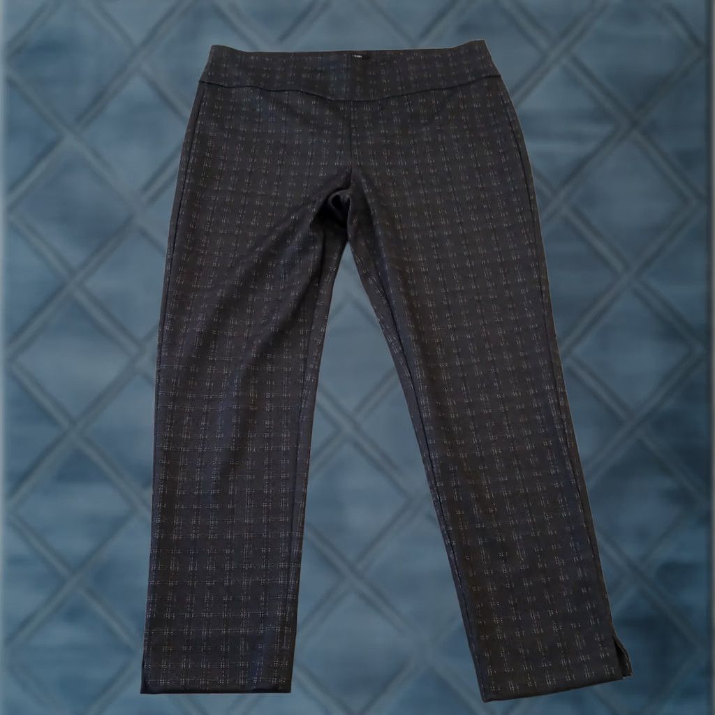 Vintage Zac & Rachel Ankle Pants Womens XL Black Gray Plaid Pull On 38x28 Mid Rise Straight Stretch Regular Inseam 28 Occasion Casual Size 40" / US 18 - 1 Thumbnail