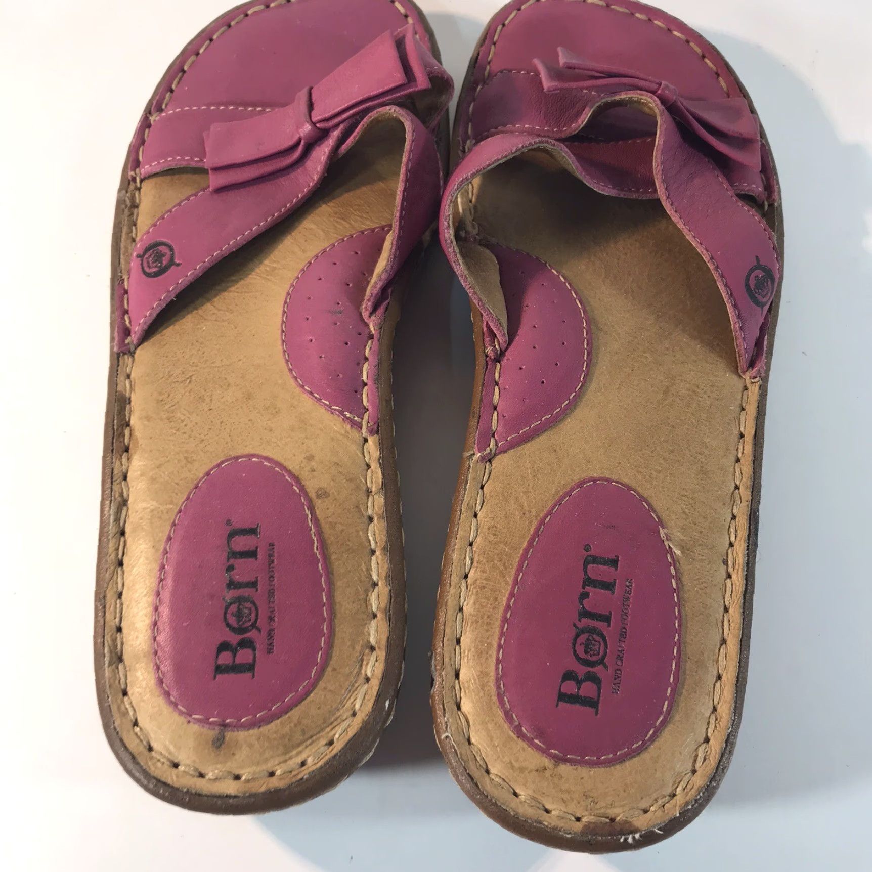 Born Born Pink Leather Slides Womens Size 9 Bow Size US 9 / IT 39 - 2 Thumbnail