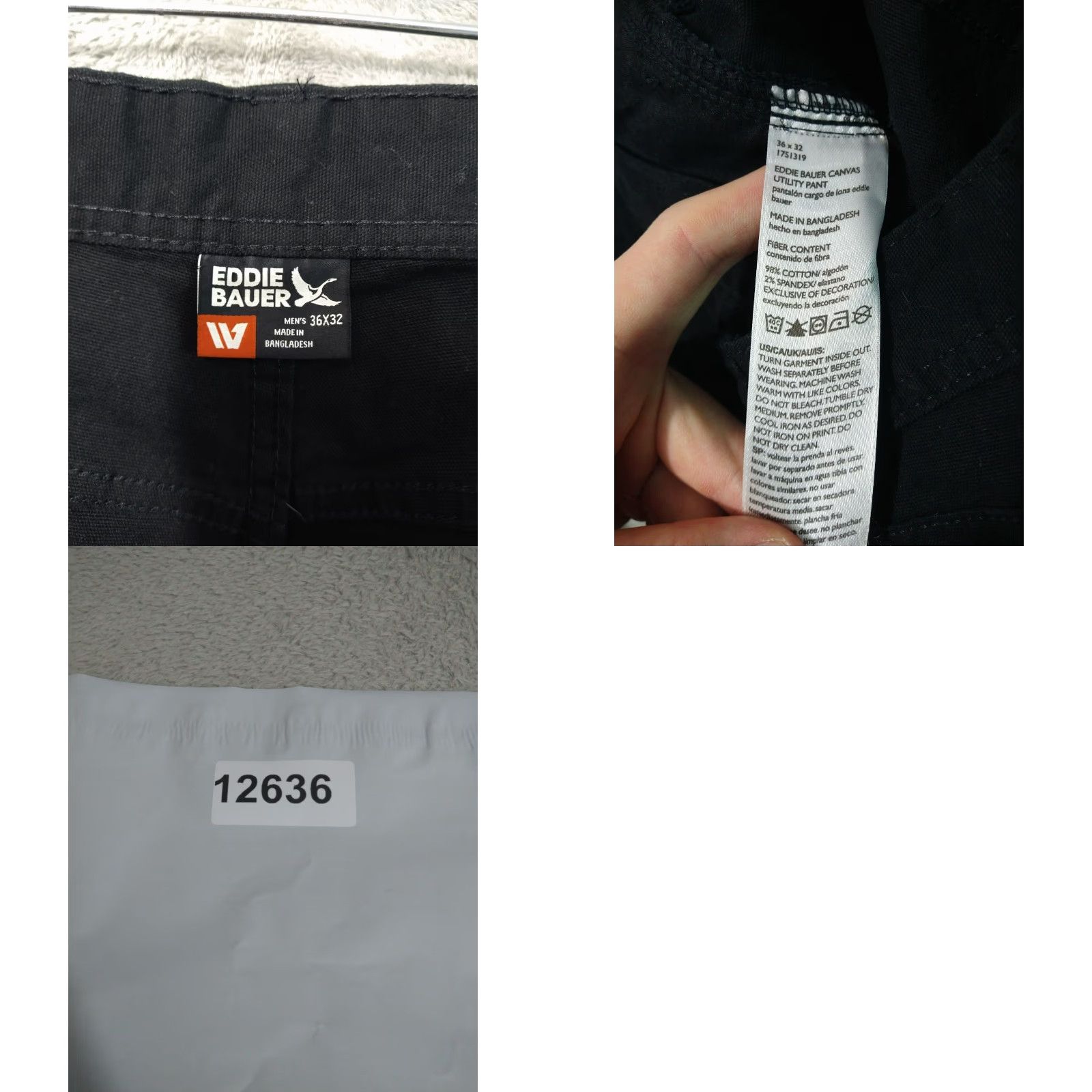 Eddie Bauer Eddie Bauer Pants Mens 36x32 Black Canvas Workwear Straight Pocket(5-Pocket) Regular Size US 36 / EU 52 - 8 Thumbnail
