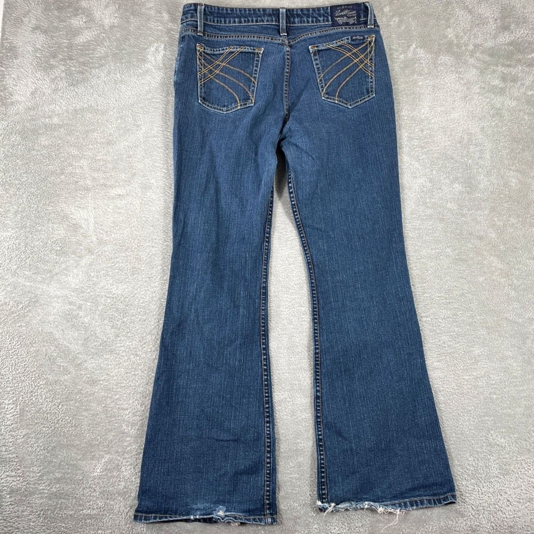Vintage VINTAGE Levi's Flare Jeans Womens 13 Blue Low Rise Button Fly Distressed 5-Pocket Denim Jeans Size 34" / US 12 / IT 48 - 2 Thumbnail