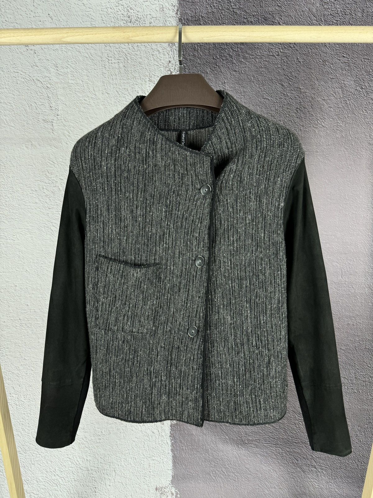 Transit × Transit Uomo Transit Par Such wool linen jacket with leather sleeve Size M / US 6-8 / IT 42-44 - 2 Thumbnail