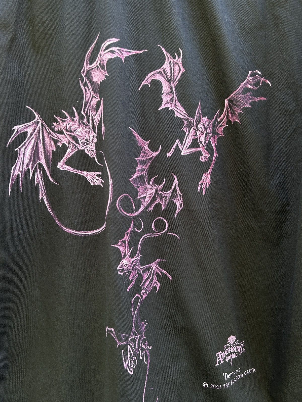 Alchemy Equipment 00s Vintage Alchemy Gothic 2001 Demons Carta Button Up Shirt Size US XL / EU 56 / 4 - 2 Thumbnail