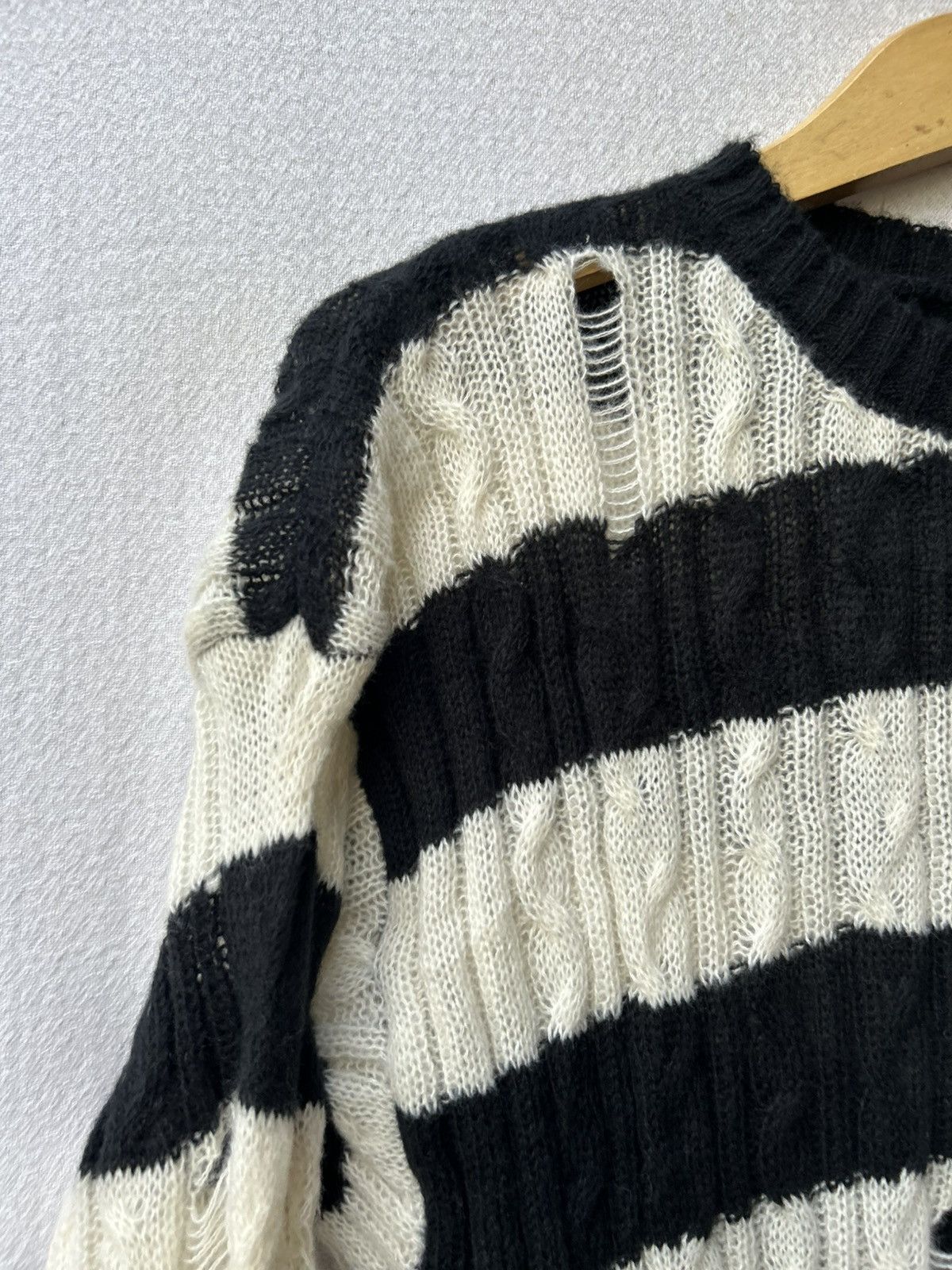 If Six Was Nine × Japanese Brand × Le Grande Bleu (L.G.B.) Distressed Crazy Mohair Grunge Knitted Stripe Styled Size US L / EU 52-54 / 3 - 6 Thumbnail