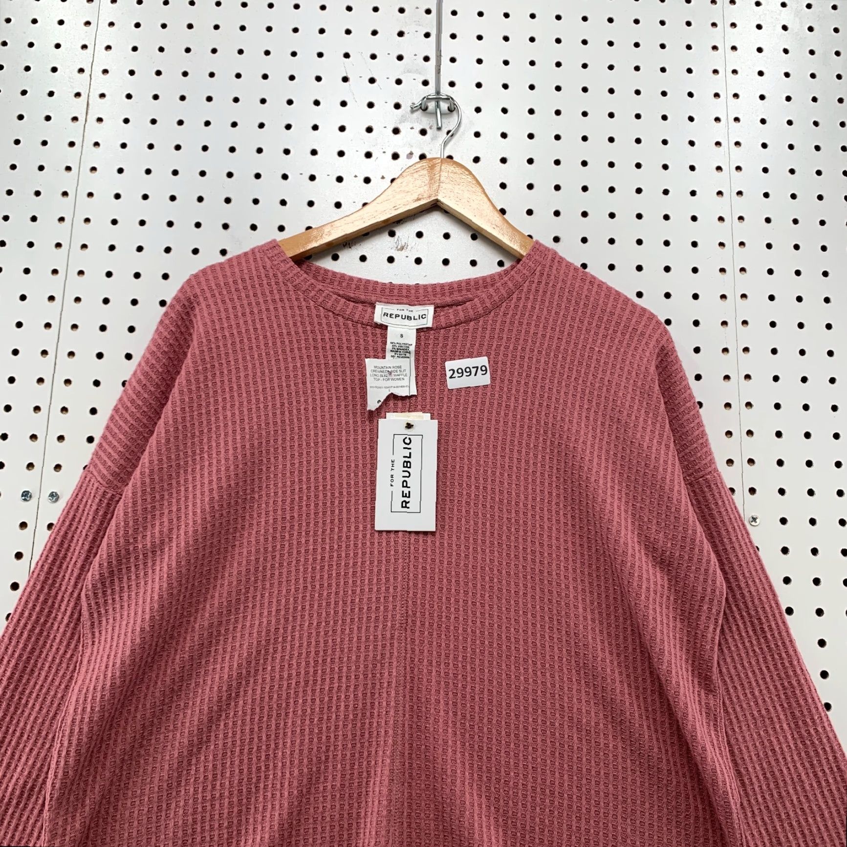 Vintage NEW For The Republic Red Waffle Knit Long Sleeve Shirt Womens Small Basic Size S / US 4 / IT 40 - 2 Thumbnail