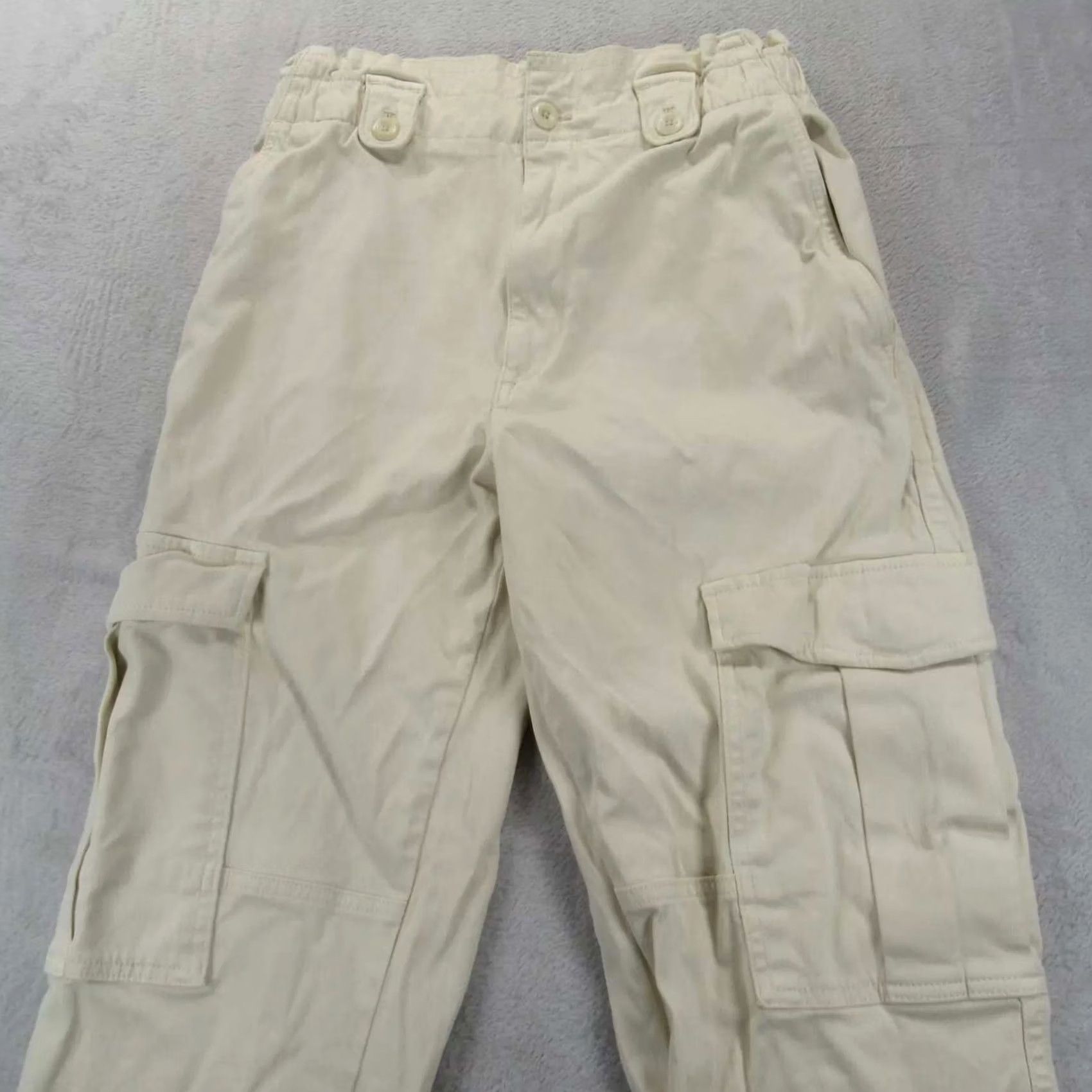 Banana Republic Banana Republic Cargo Pants Women 4 Cream Belted Elastic Straight High Rise 26x29 Size 27" / US 4 / IT 40 - 6 Thumbnail