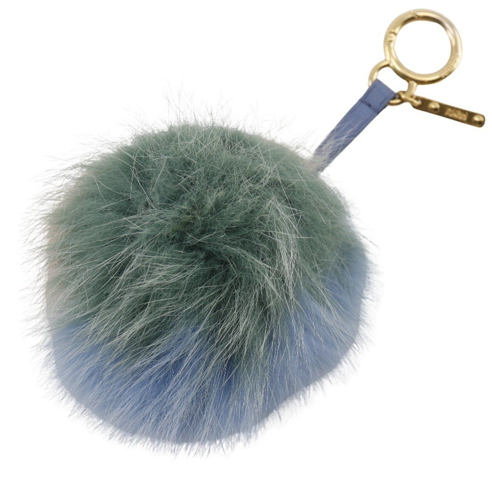 Fendi FENDI Pom pom charm, fur 7AR259, leather x fox, blue/green/pink, women's Size ONE SIZE - 1 Thumbnail