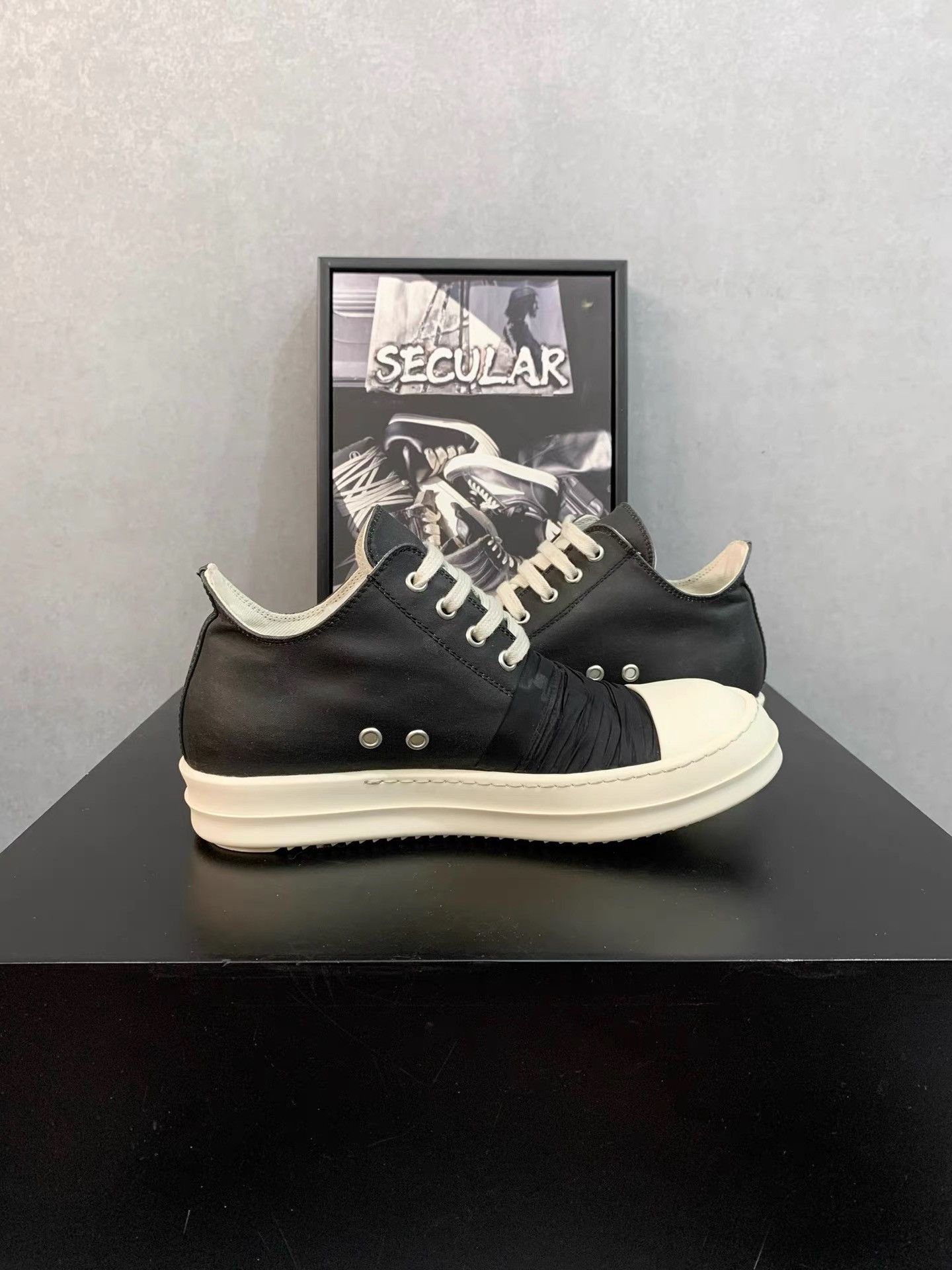 Rick Owens Rick Owens Black Silk Ramones K34 Size US 7.5 / IT 37.5 - 5 Thumbnail