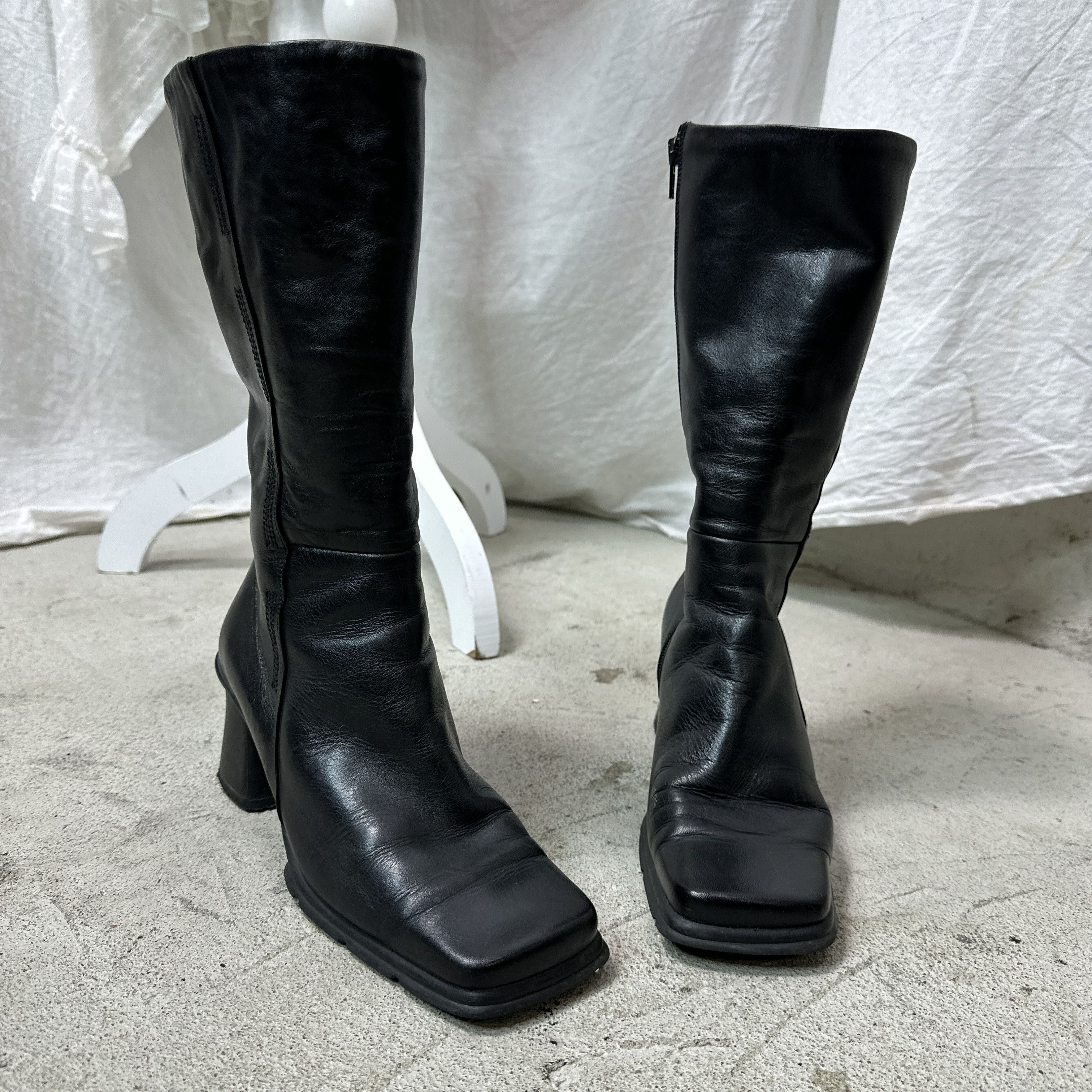 Vintage Vintage Real Leather Biker Grunge Square Toe Boots 00s Size US 7 / IT 37 - 6 Thumbnail