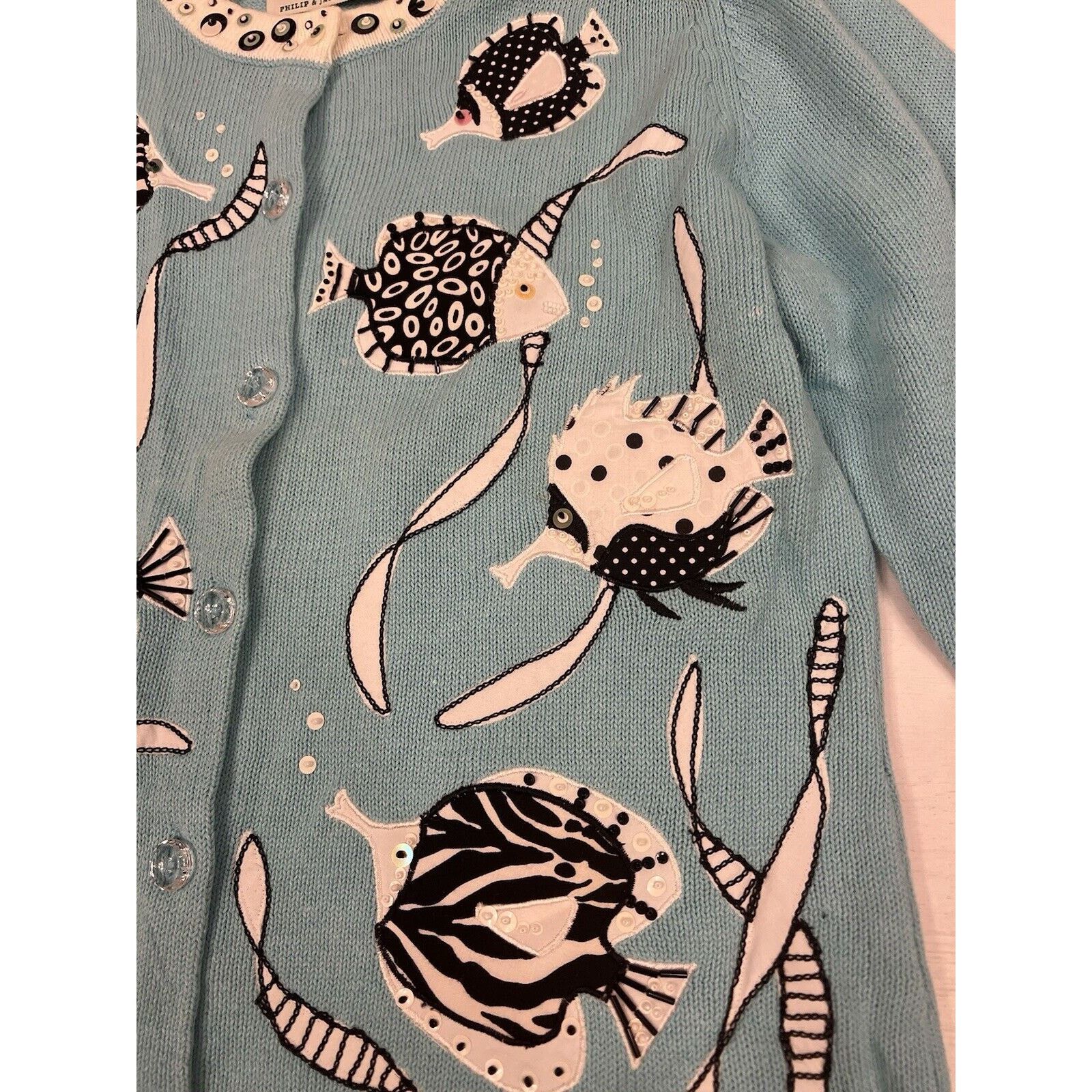 The Unbranded Brand New Design Options Philip & Jane Gordon Aqua Cardigan M NWT! Size M / US 6-8 / IT 42-44 - 3 Thumbnail