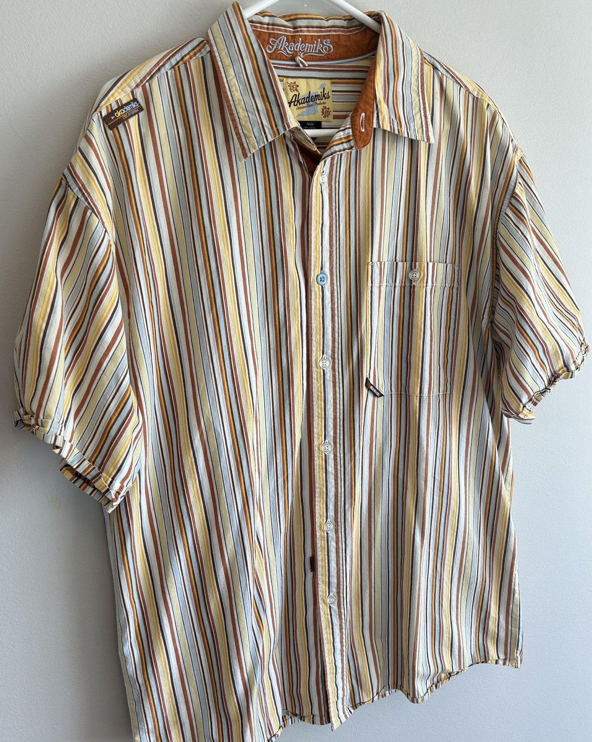 Vintage Vintage Akademiks Men’s Brown, Blue & Orange Button Up Shirt Size US M / EU 48-50 / 2 - 2 Thumbnail