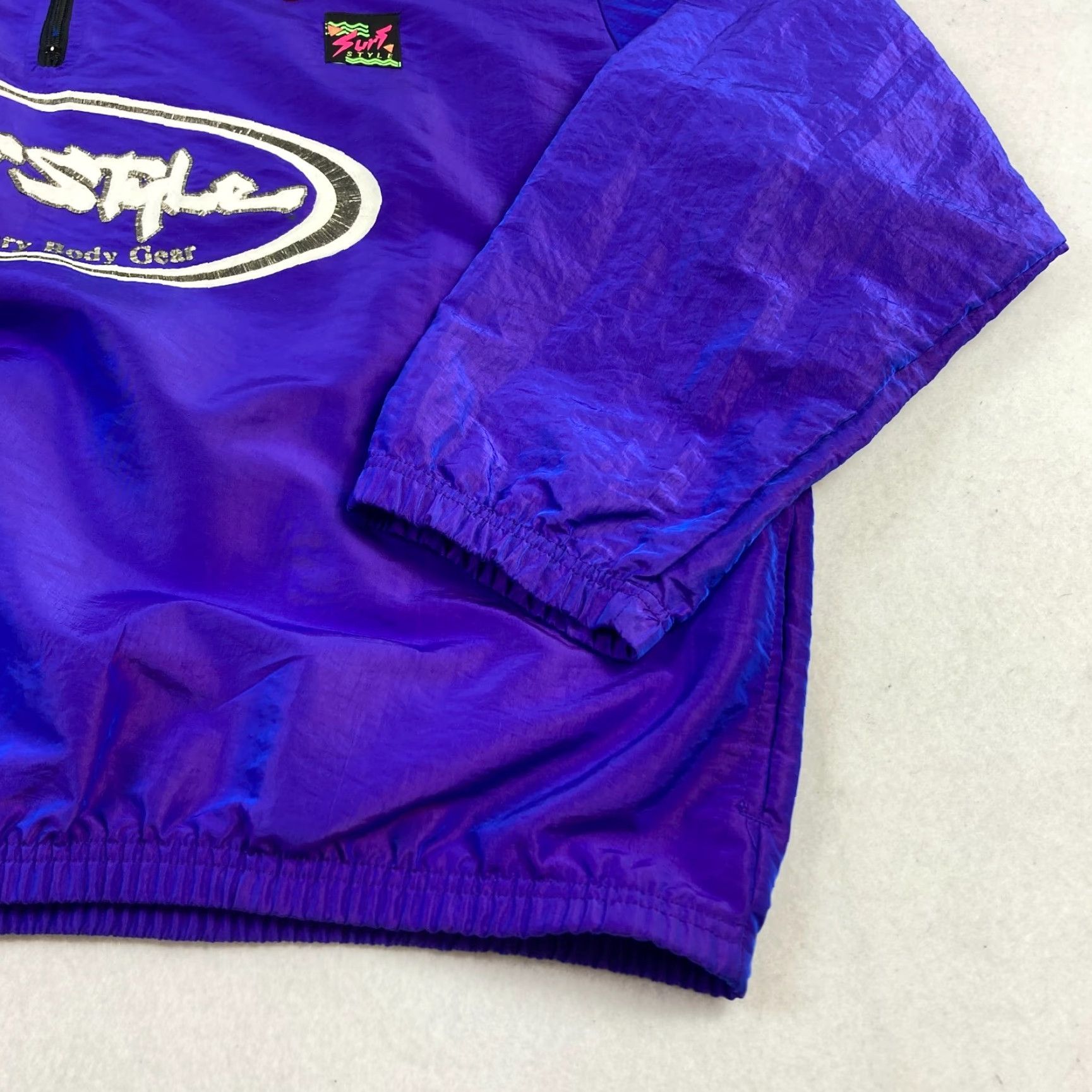 Vintage Vintage Surf Style Windbreaker Jacket One Size Purple Blue Nylon Quarter Zip Y2K Size US M / EU 48-50 / 2 - 3 Thumbnail