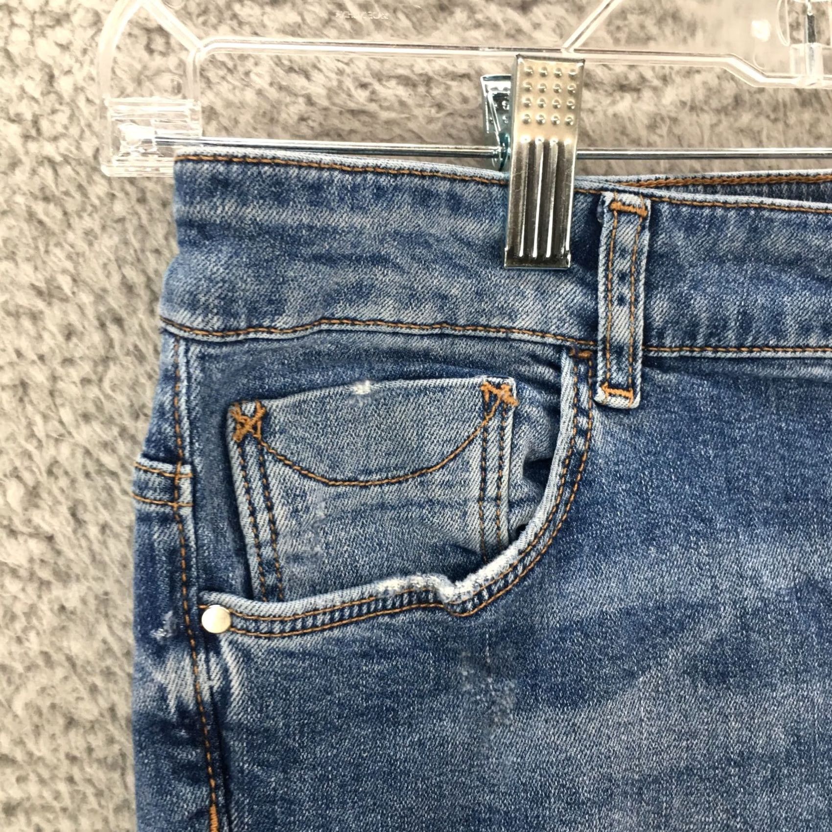 Zara Zara Basic Distressed Skinny Jeans Womens Medium 8 Blue Denim Low Rise Zip Fly Size 30" / US 8 / IT 44 - 3 Thumbnail
