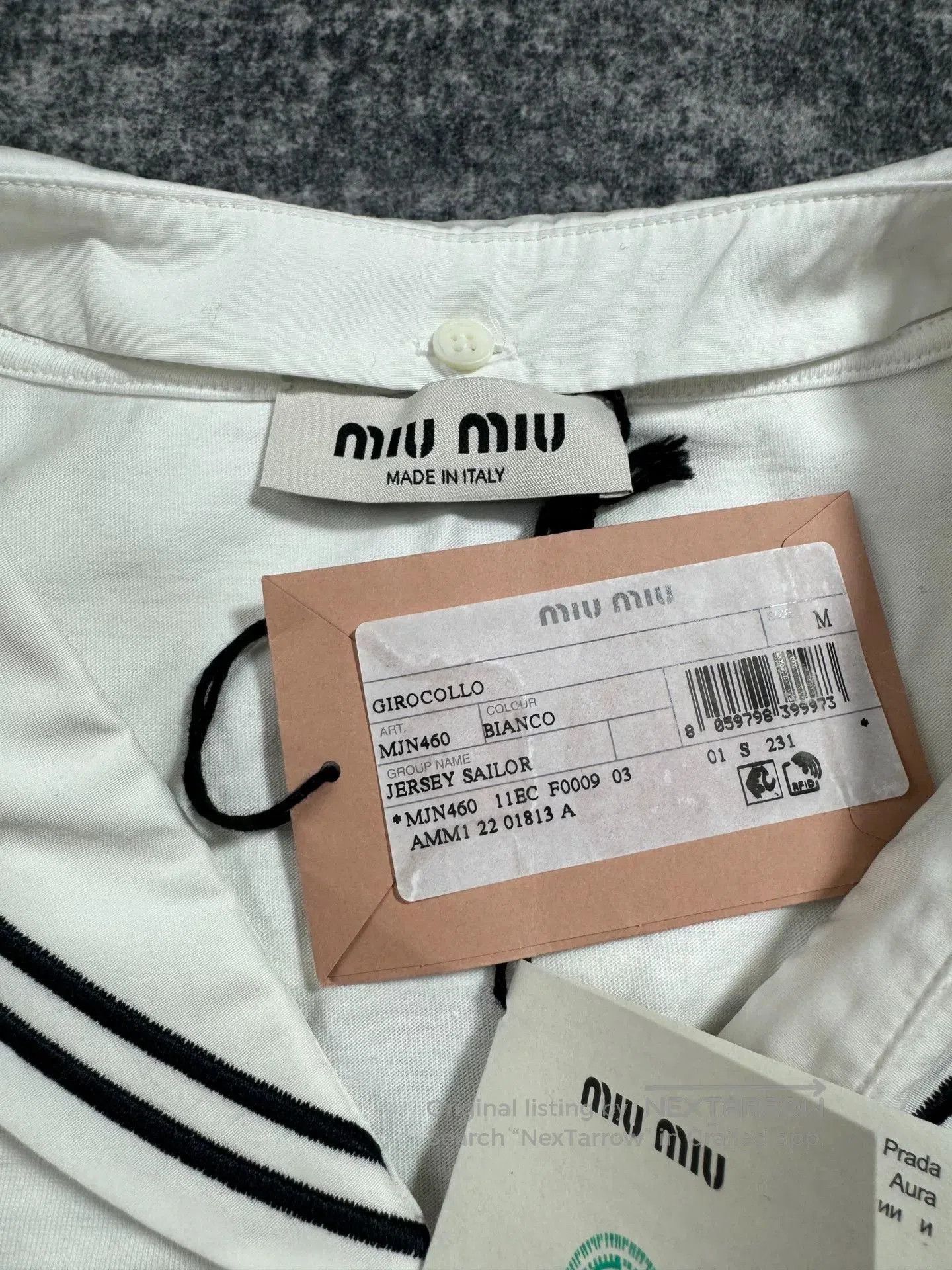 Miu Miu Miu Miu White Sailor Collar Short Sleeve Top. Size M / US 6-8 / IT 42-44 - 3 Thumbnail