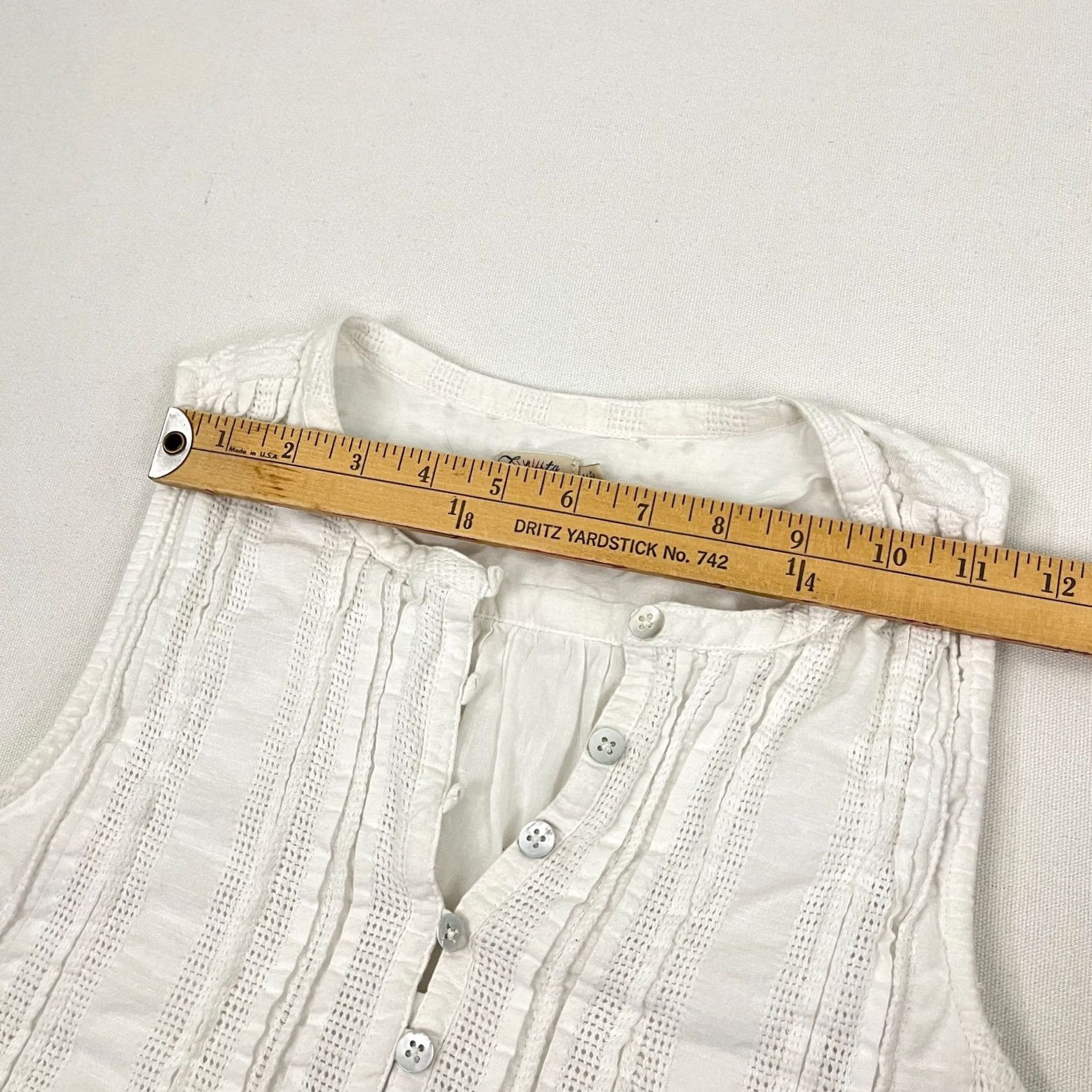 Faherty Faherty Isha Eyelet Dress Womens M White Organic Cotton Gauze Mini Pockets Boho Size M / US 6-8 / IT 42-44 - 6 Thumbnail