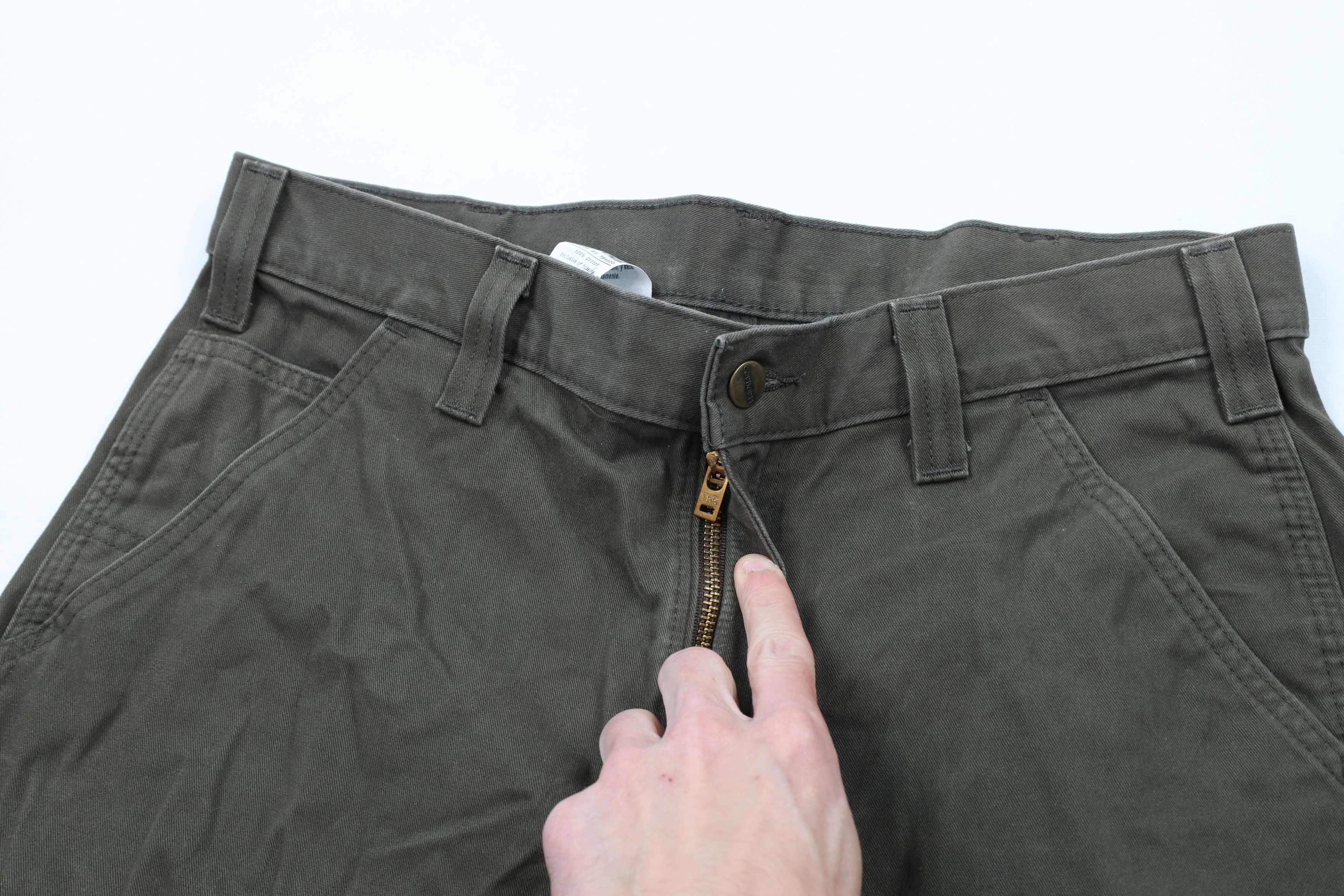 Carhartt × Vintage Vintage Carhartt Spell Out Relaxed Fit Dungaree Shorts Green Size US 33 - 5 Thumbnail