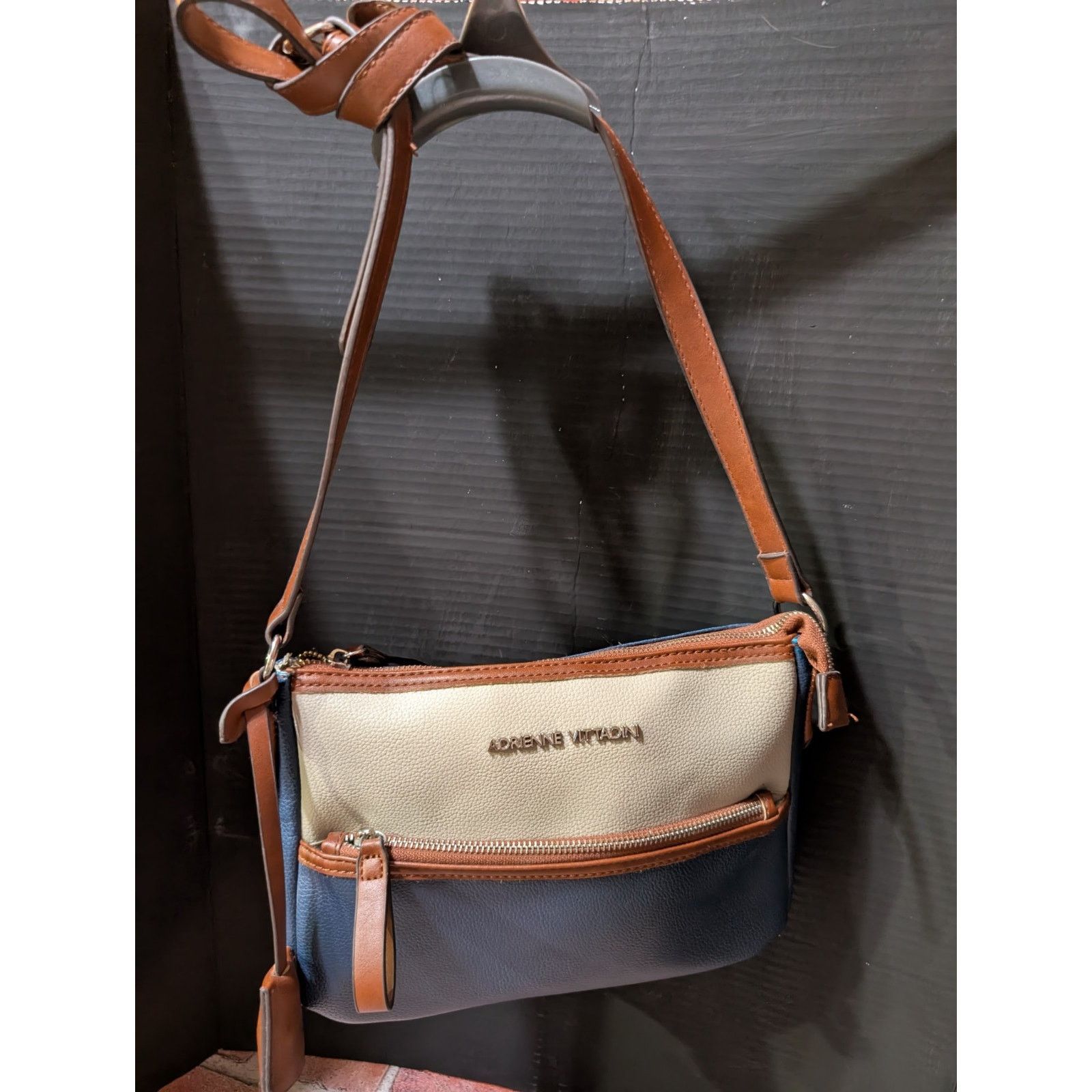 Adrienne Vittadini Zip Crossbody Hand Bag Designer Bag Purse in Blue, Women's