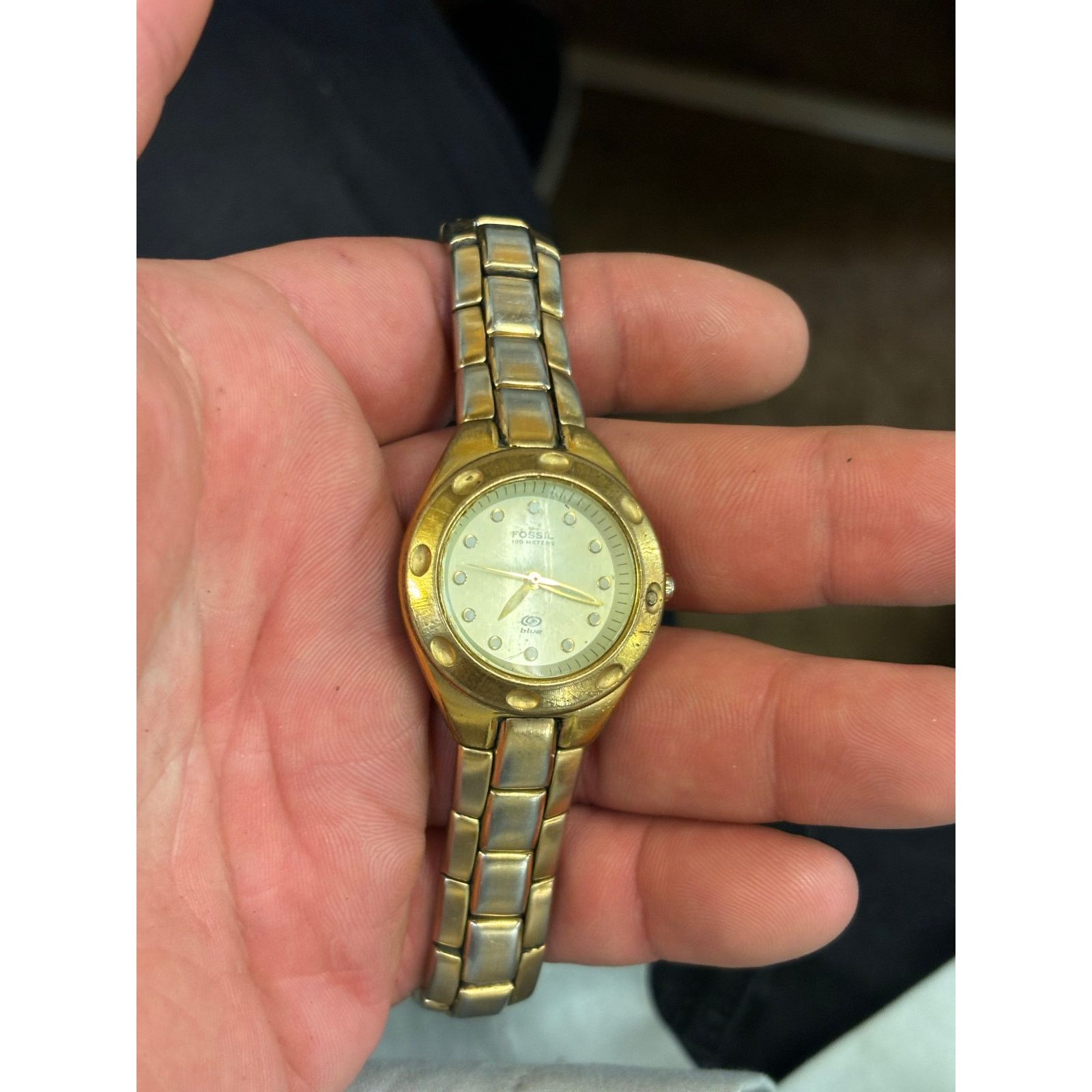 Fossil Vintage Fossil Blue AM-3357 Gold Tone Womens Watch! Size ONE SIZE - 8 Thumbnail
