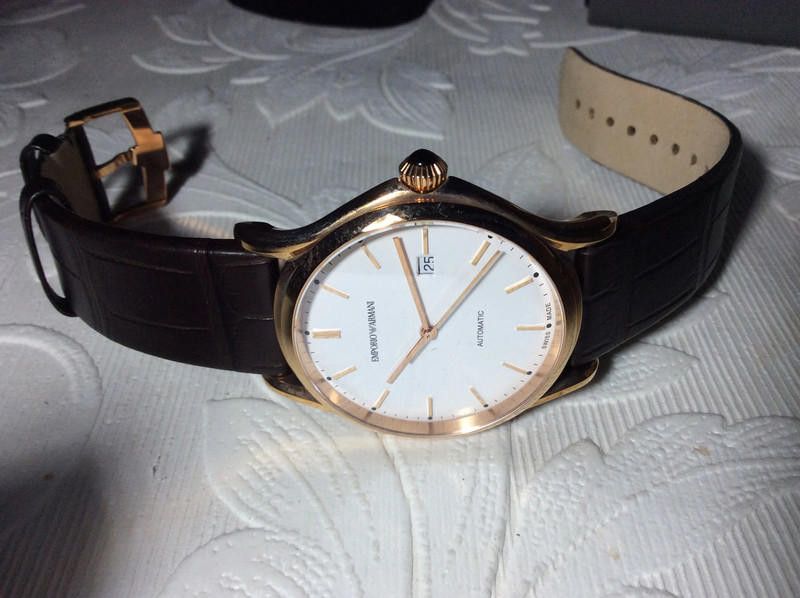 Emporio Armani Emporio Armani men's automatic brown leather strap watch Size ONE SIZE - 12 Thumbnail