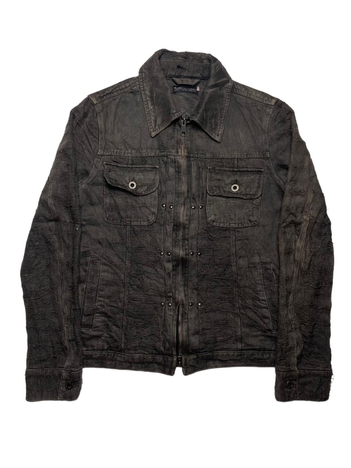 00s L.G.B. mud coated denim jacket y2k