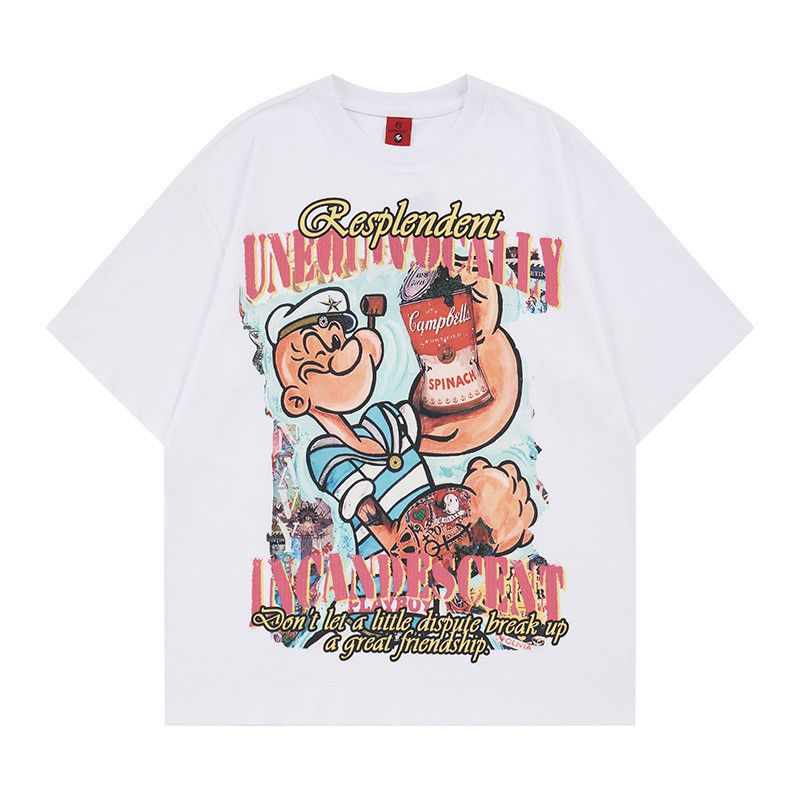 Japanese Brand Men's Hip-Hop Cartoon Graffiti Print Distressed T-Shirt Size US M / EU 48-50 / 2 - 1 Thumbnail