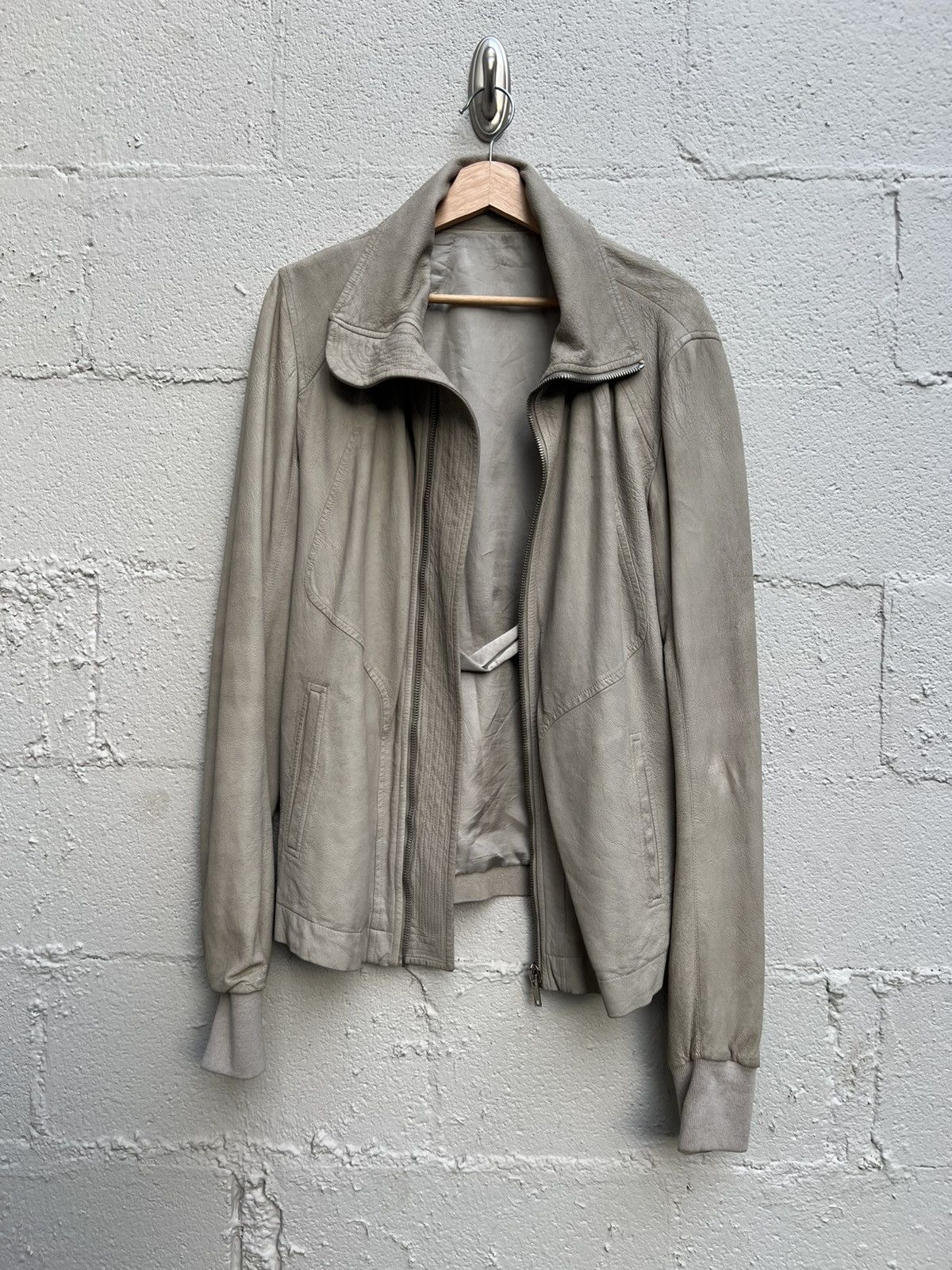 Rick Owens SS12 Rick Owens Blistered Leather High Neck Intarsia Jacket Size US L / EU 52-54 / 3 - 8 Thumbnail