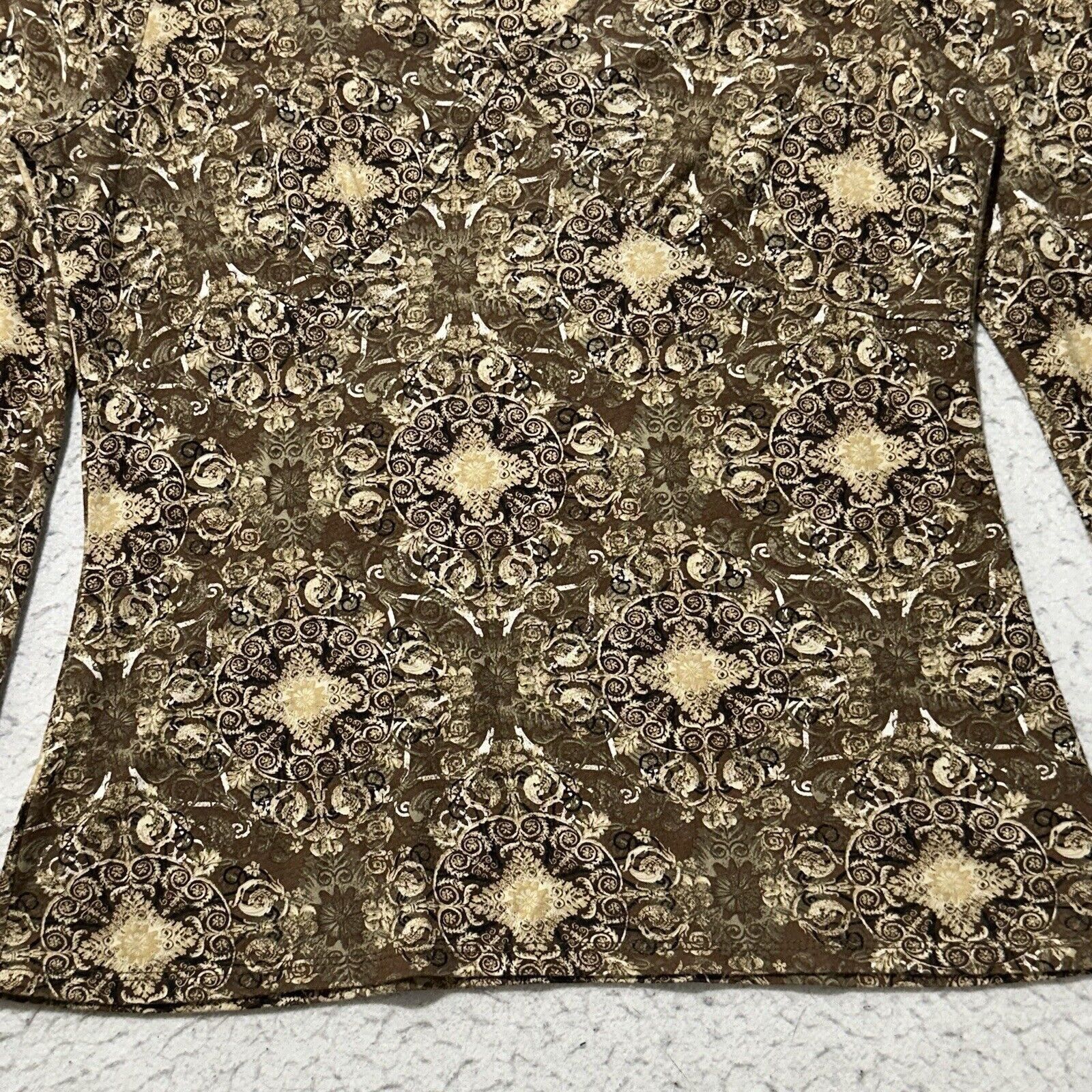 Other Axcess Medium Brown Paisley Floral Long Sleeve T Shirt Top Size M / US 6-8 / IT 42-44 - 4 Thumbnail