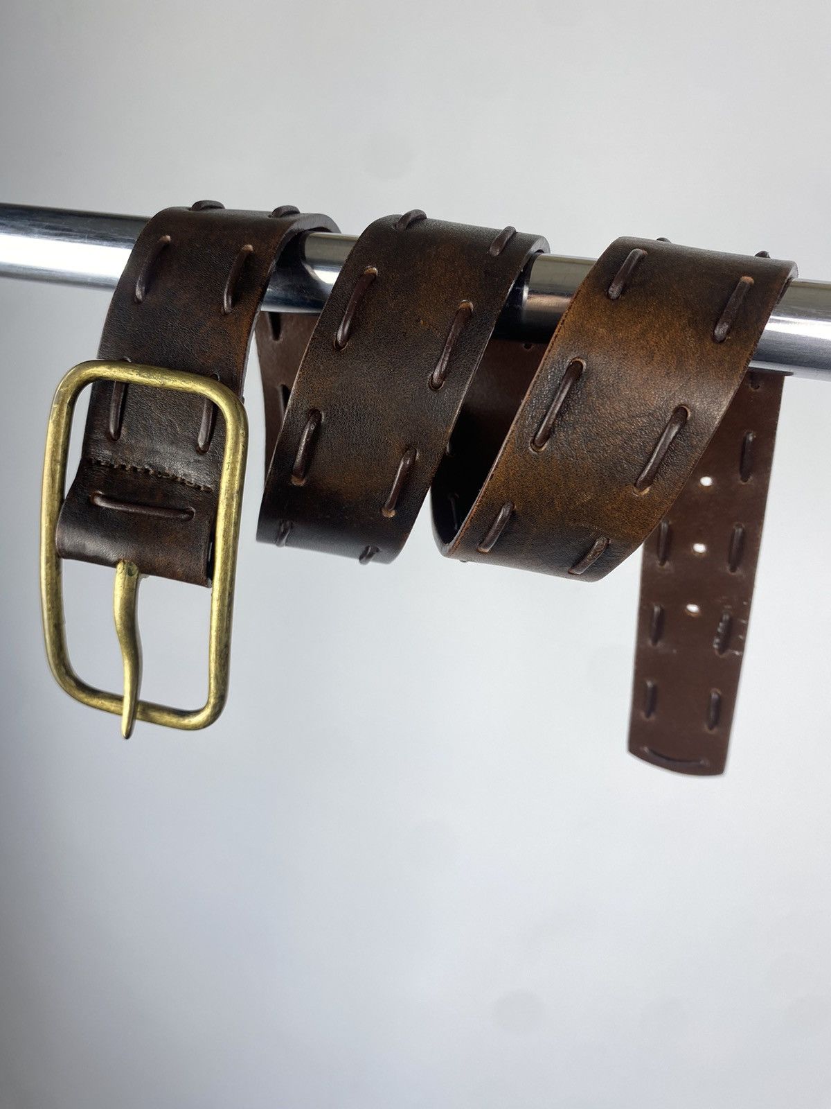 Designer × Japanese Brand Vintage Ferre Brown Italy Belt Y2K Cowboy Style Size ONE SIZE - 1 Thumbnail