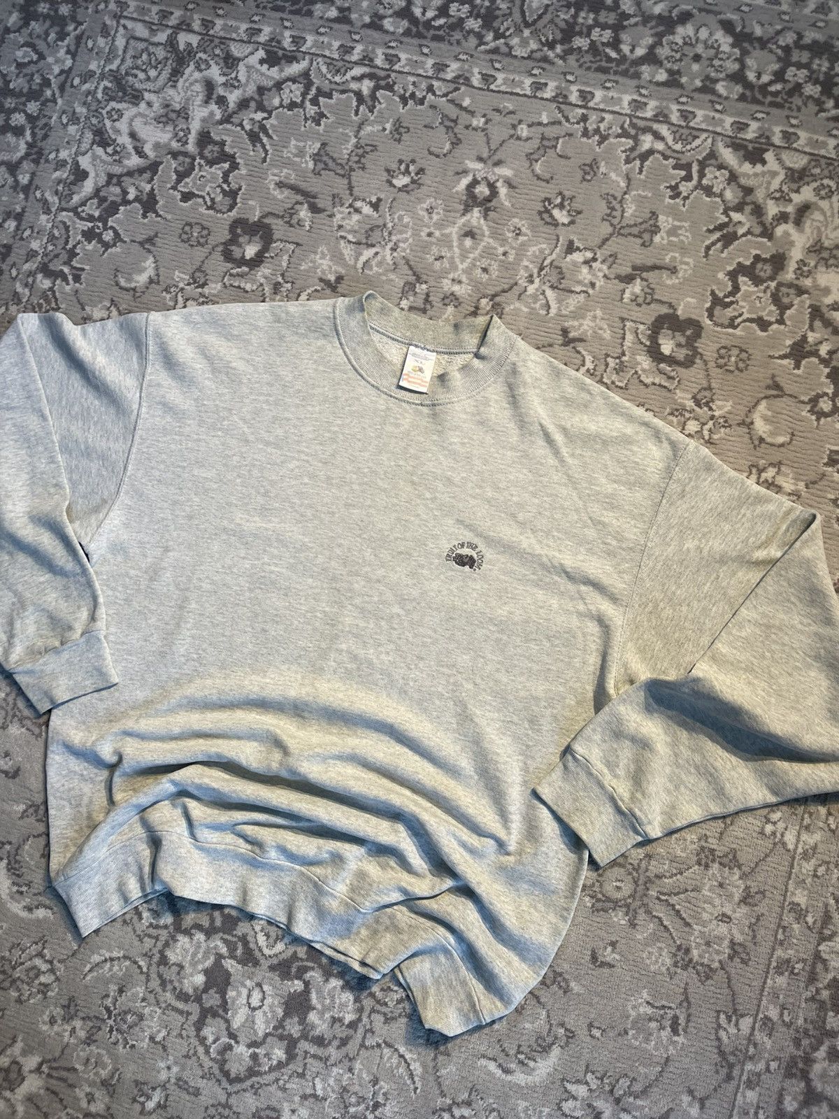 Designer × Fruit Of The Loom × Vintage Vintage Sweatshirt 90s Fruit Of The Loom Gray Size US M / EU 48-50 / 2 - 2 Thumbnail