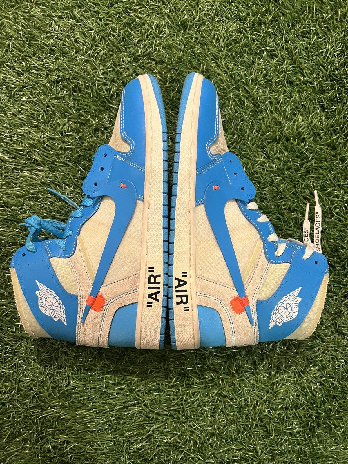 Off-White Off White Nike Jordan 1 UNC High Sneaker Blue Shoes Size US 11.5 / EU 44-45 - 4 Thumbnail