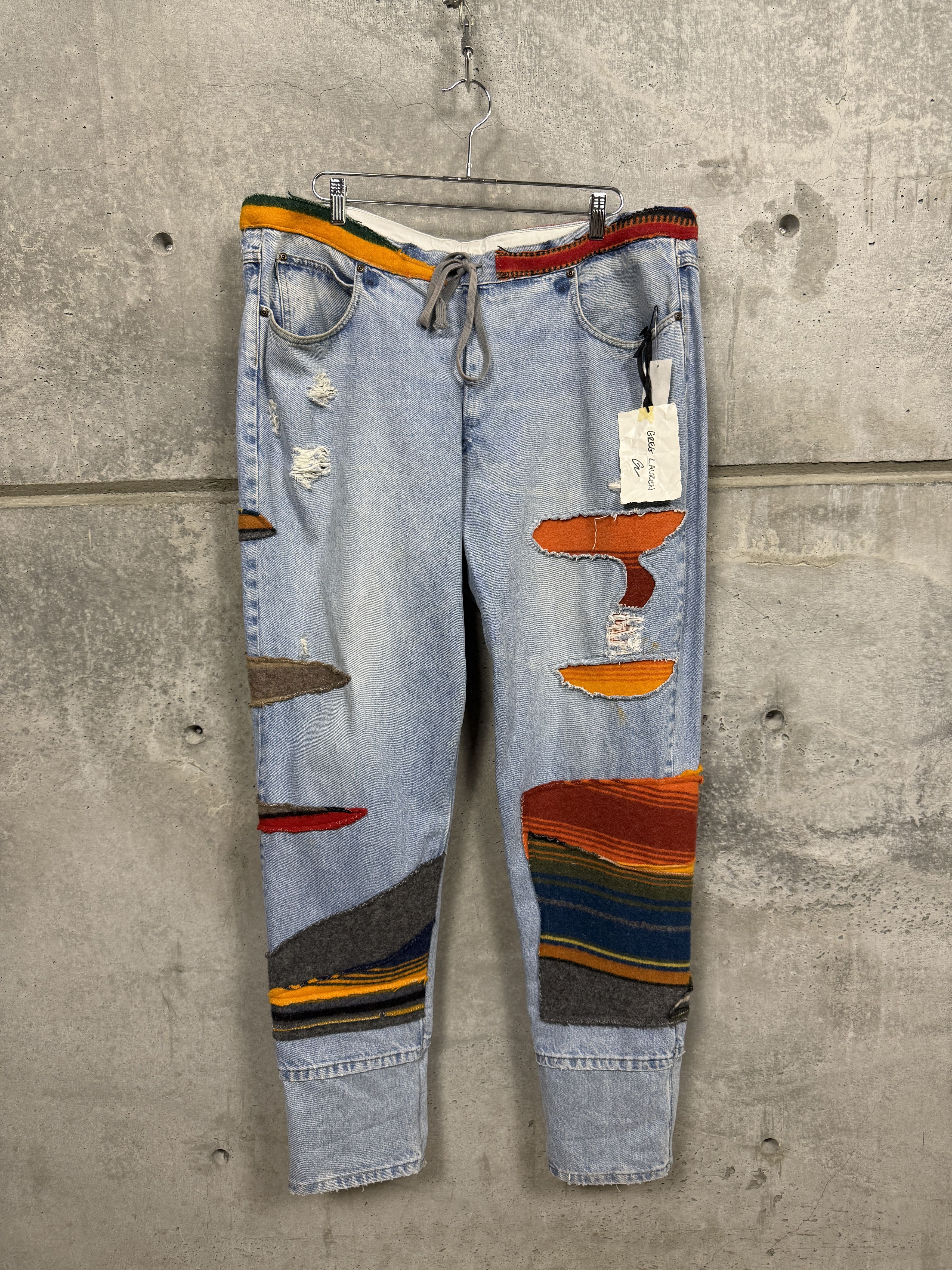 Greg Lauren Mixed Blanket Denim Lounge Pants