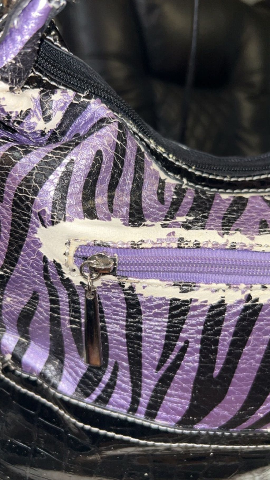 The Unbranded Brand Women's Unbranded Shoulder Bag One Size Purple Black Zebra P Size ONE SIZE - 4 Thumbnail
