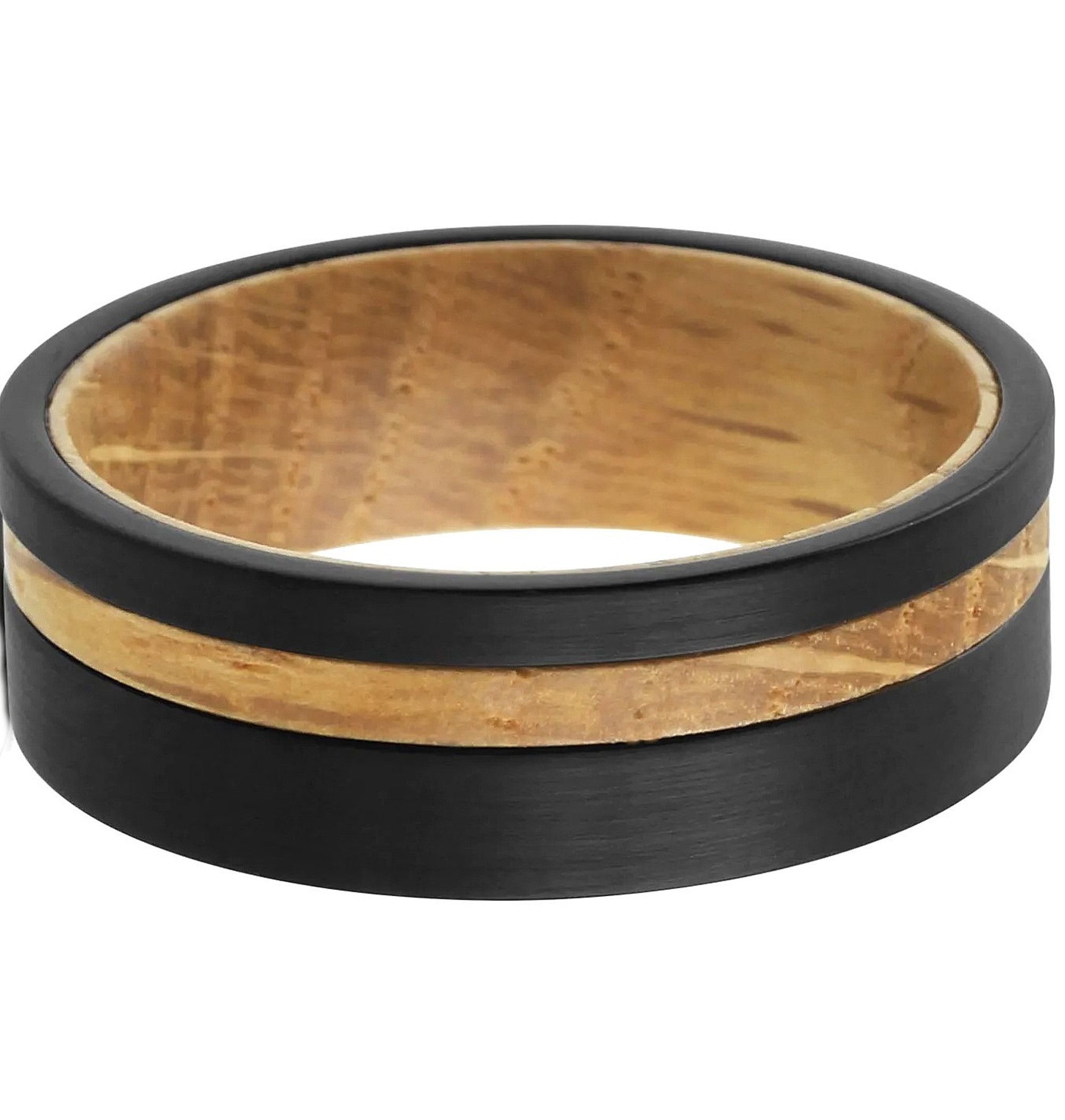 Other Men's Black Brushed Tungsten W/ Wood Wedding Band Ring Size ONE SIZE - 1 Thumbnail