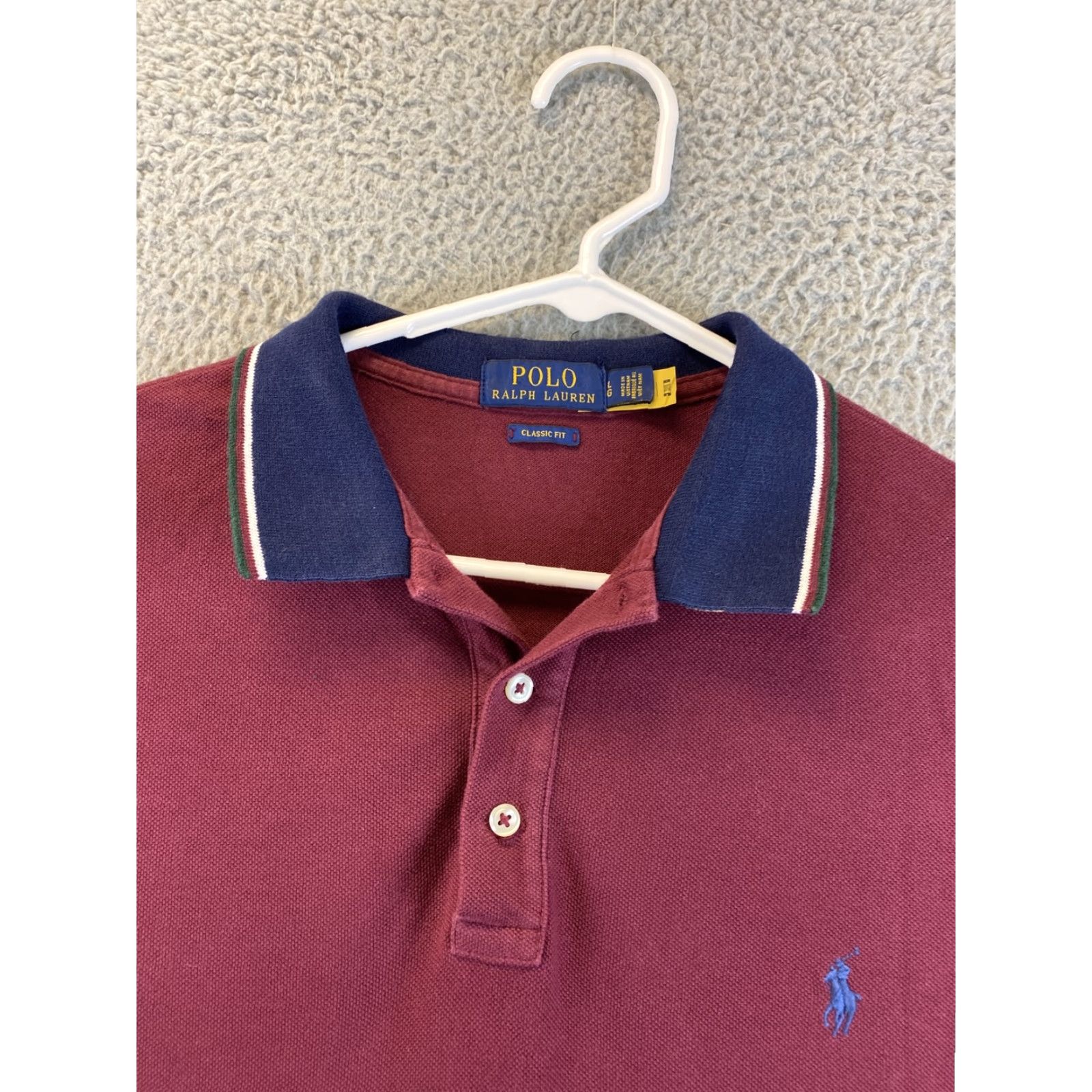 Ralph Lauren Ralph Lauren Polo Shirt Adult Large Maroon Blue Pony Casual Rugby Mens /72-43 Size US L / EU 52-54 / 3 - 5 Thumbnail